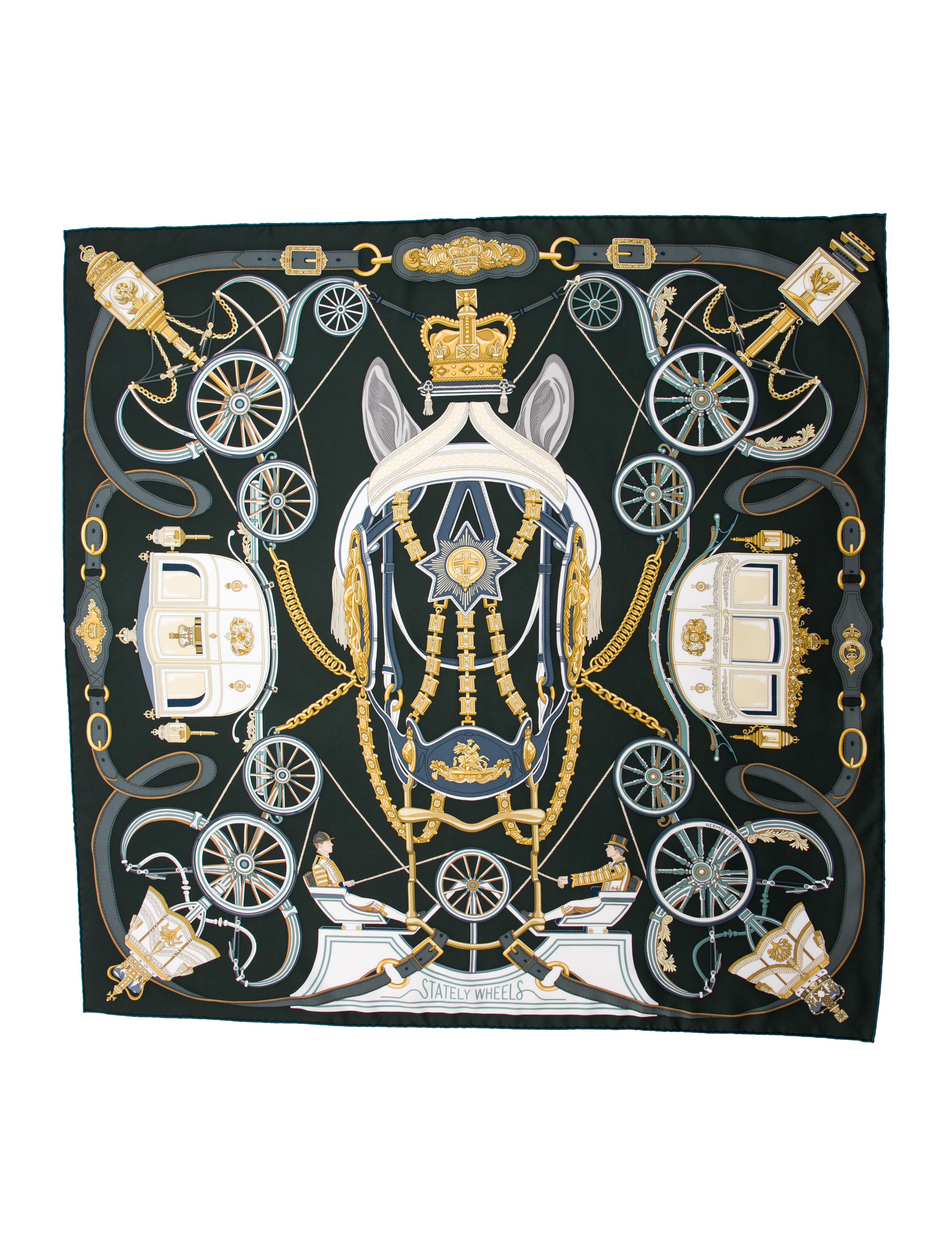 Hermès Stately Wheels Silk Scarf w/ Tags