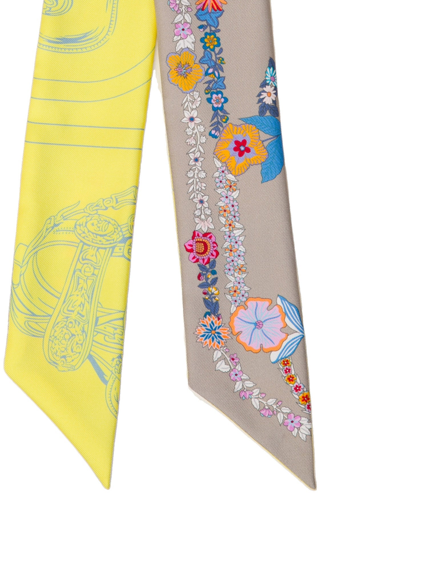 Hermès Brides de Gala en Fleurs Silk Twilly Scarf