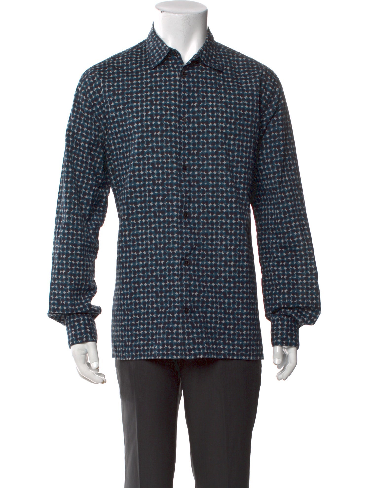 Hermès Printed Long Sleeve Dress Shirt