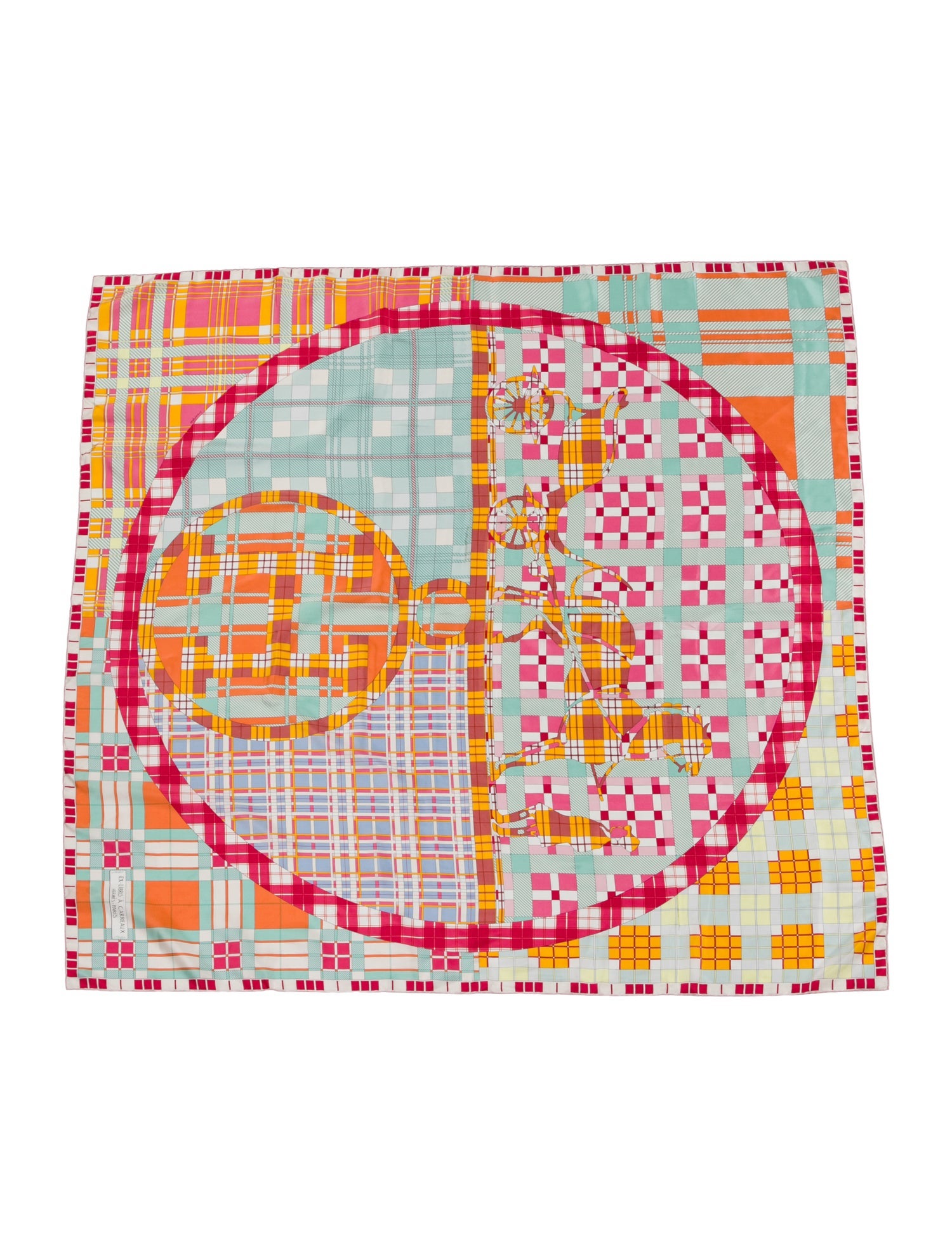 Hermès Ex-Libris À Carreaux Silk Shawl