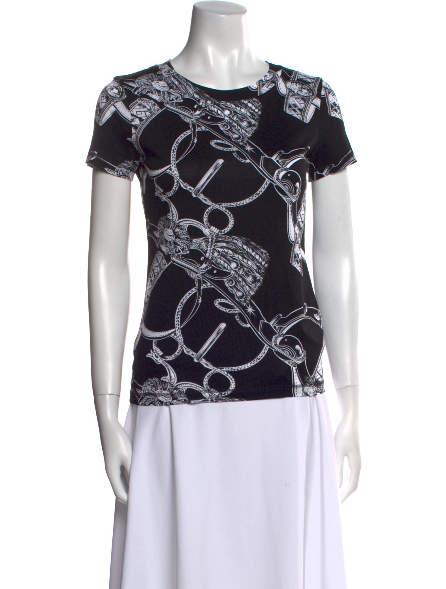 Hermès Printed Crew Neck Top