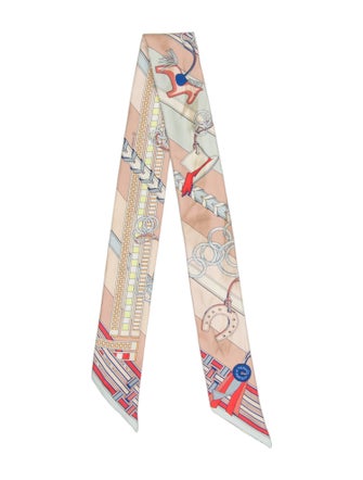 Hermès Brides et Gris Silk Twilly Scarf
