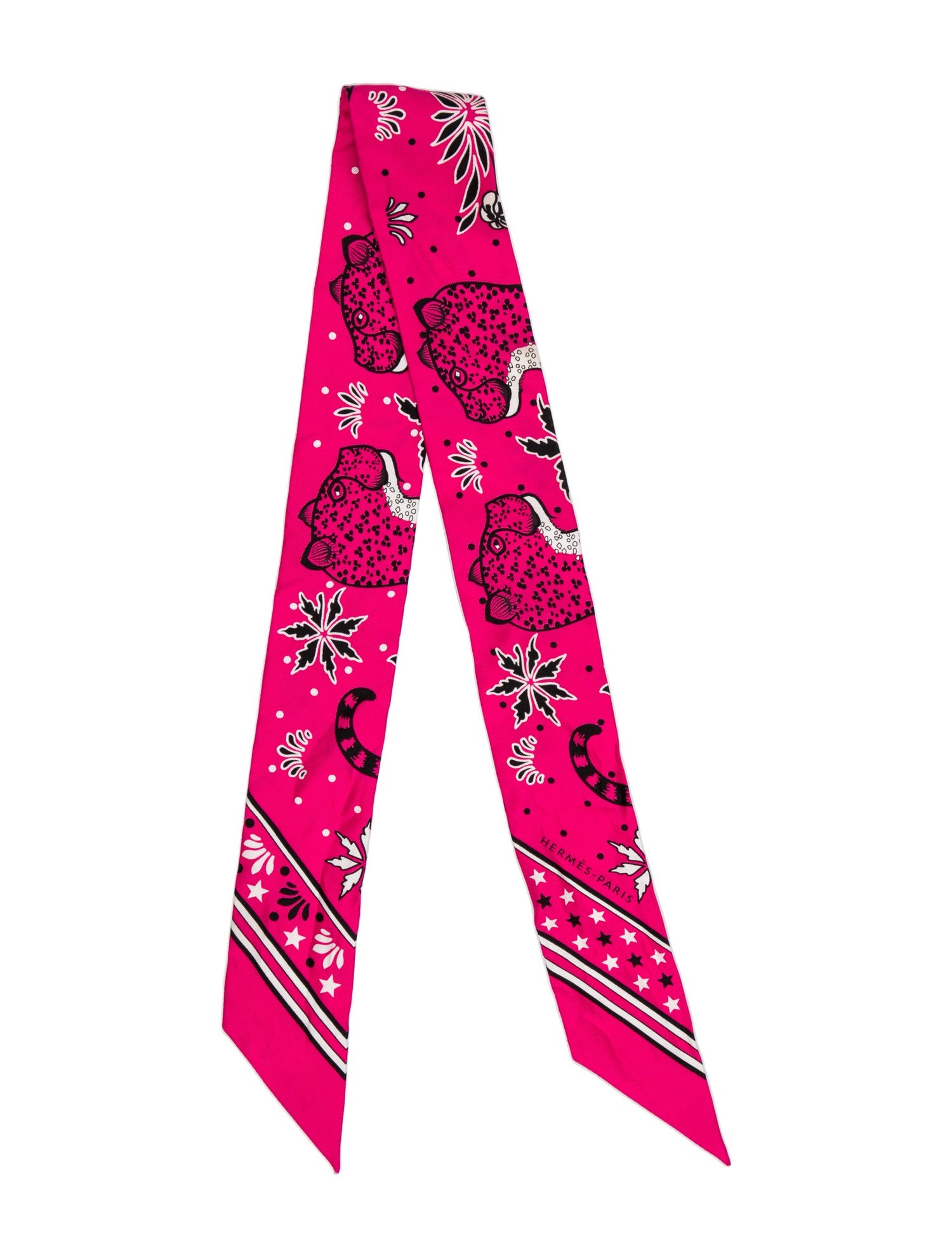 Hermès Les Leopards Bandana Silk Twilly Scarf