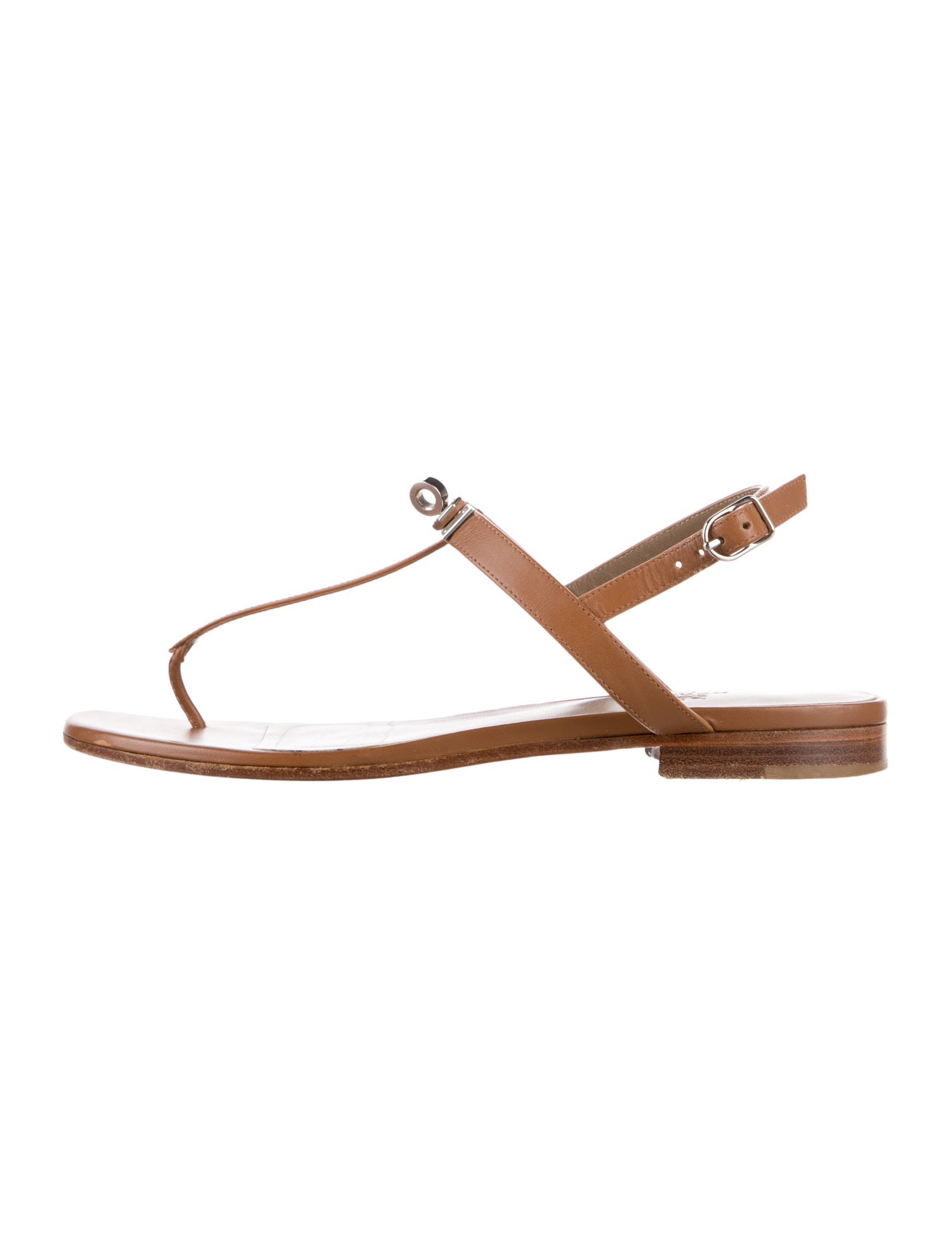 Hermès Olivia Leather T-Strap Sandals
