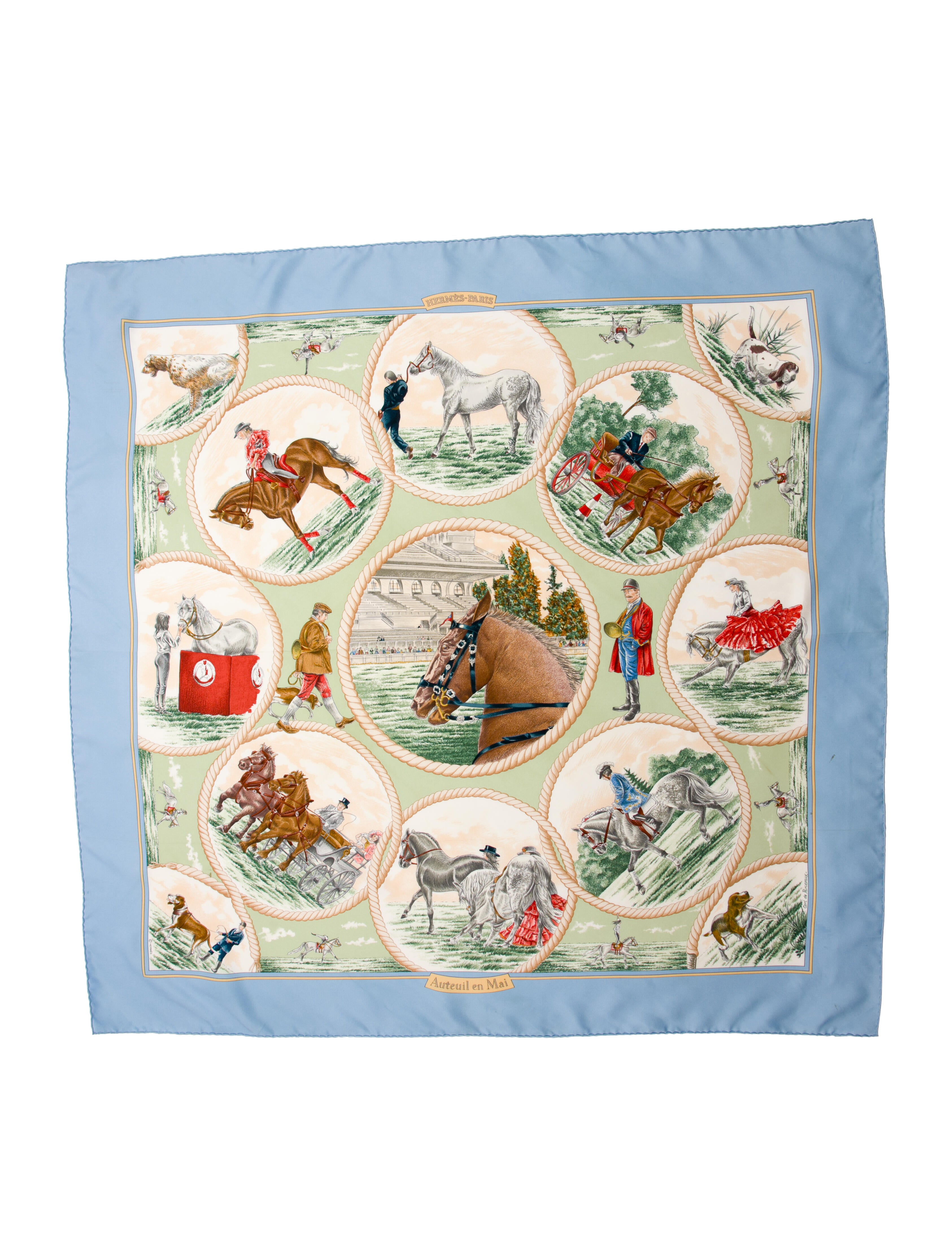 Hermès Auteuil en Mai Silk Scarf