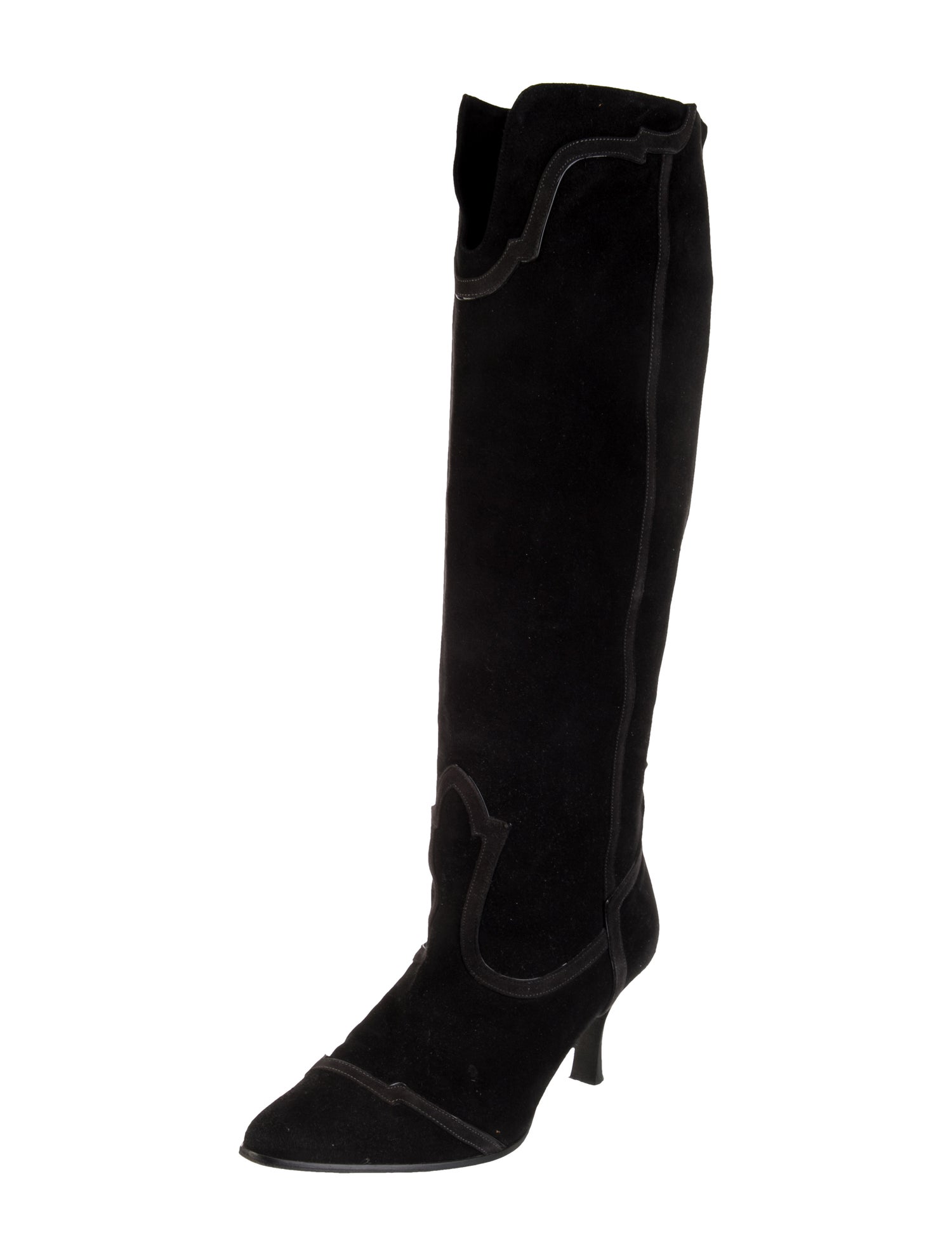 Hermès Suede Leather Trim Embellishment Boots