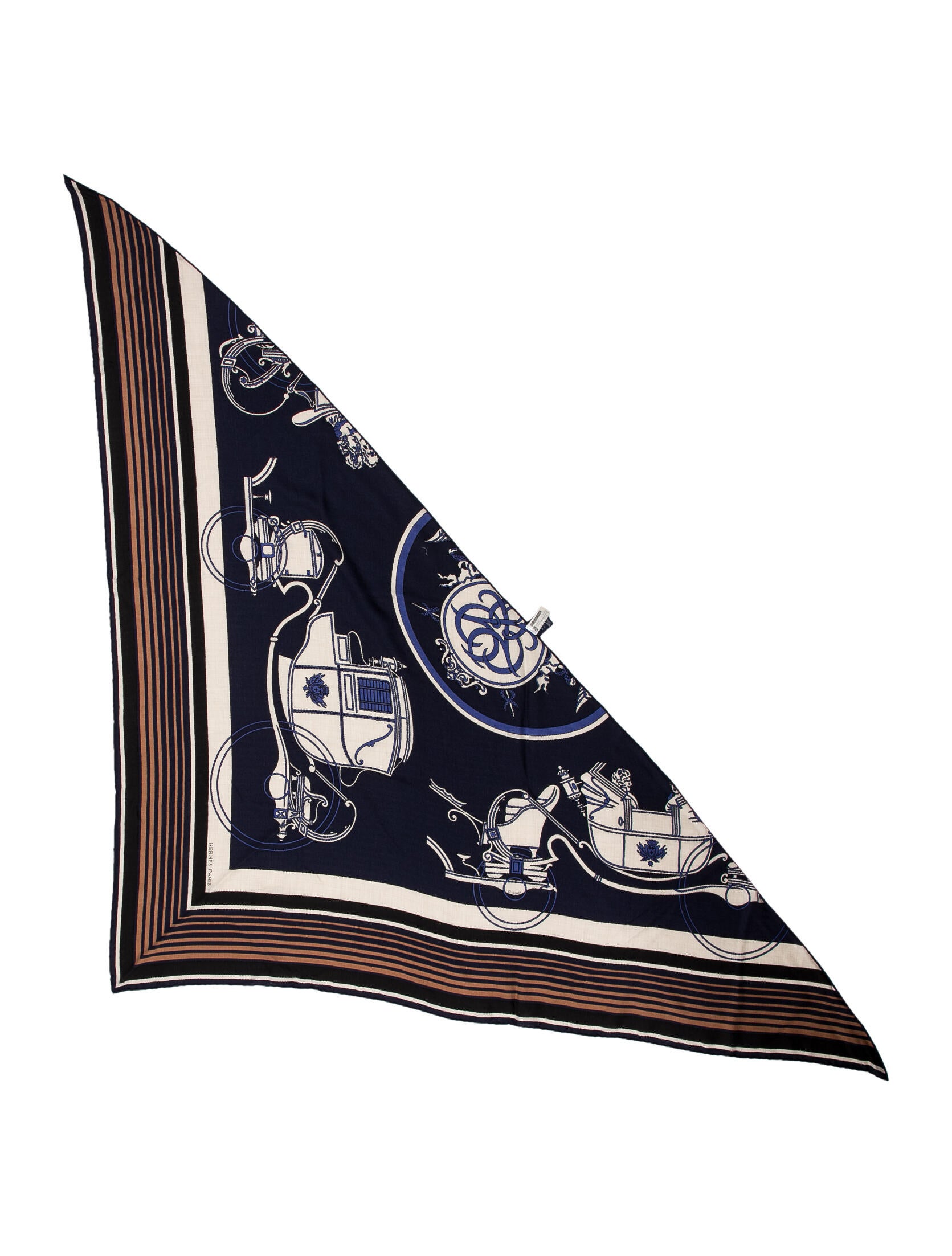 Hermès Ex-Libris Pointe Cashmere Triangle Scarf