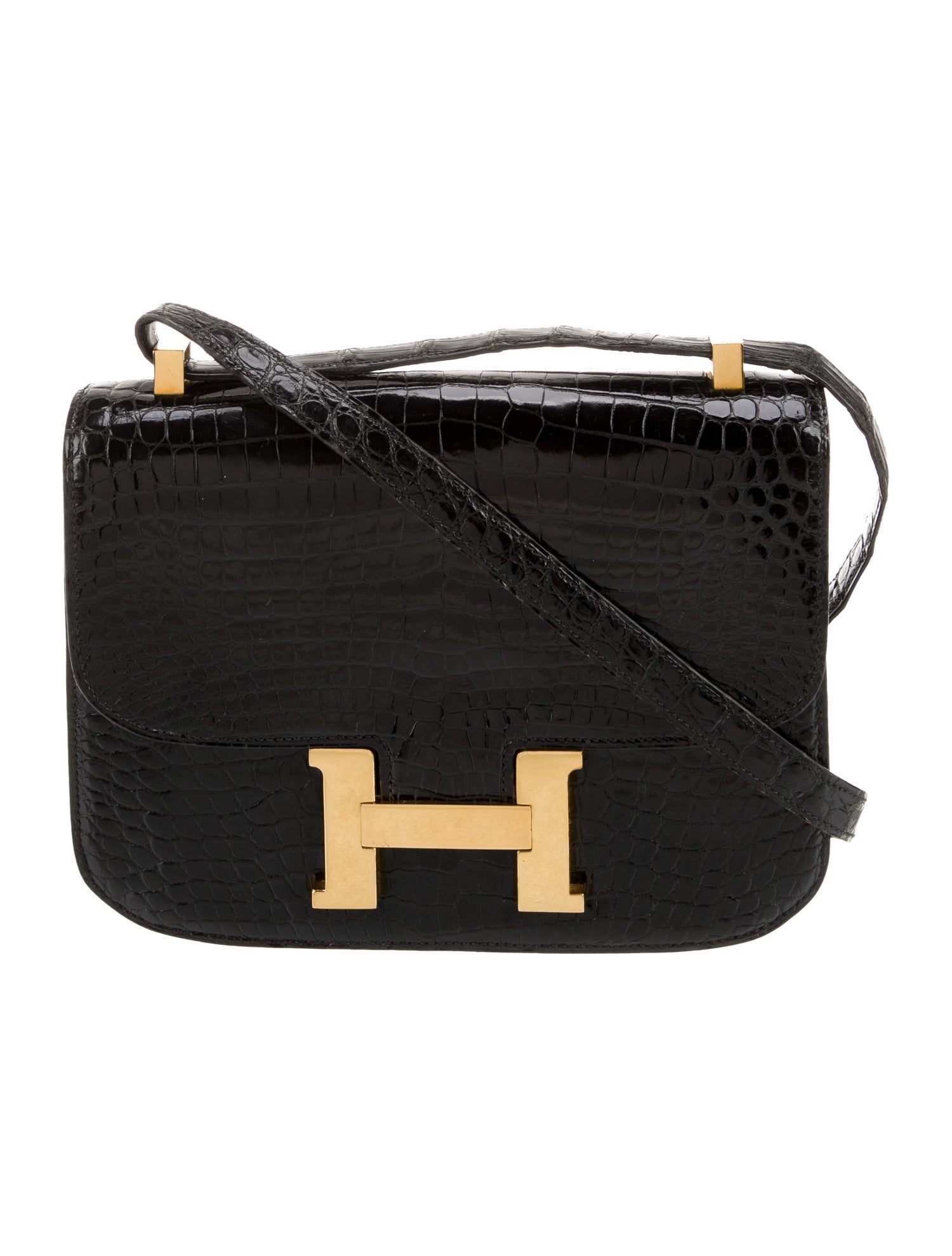 Hermès Shiny Porosus Crocodile Constance 23