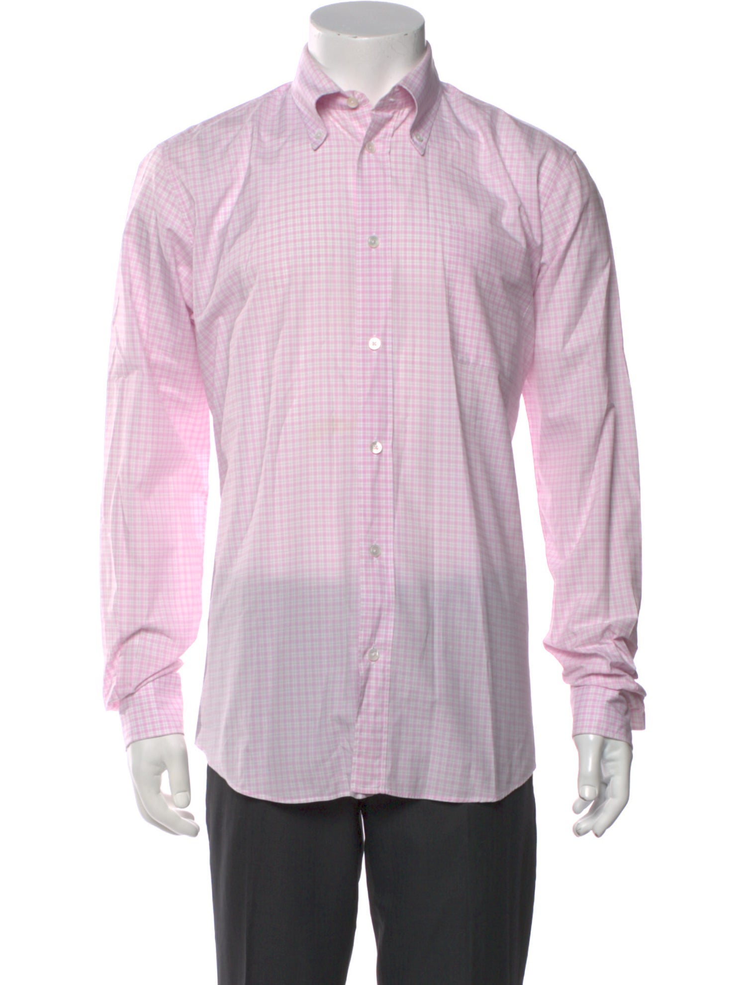 Hermès Plaid Print Long Sleeve Dress Shirt