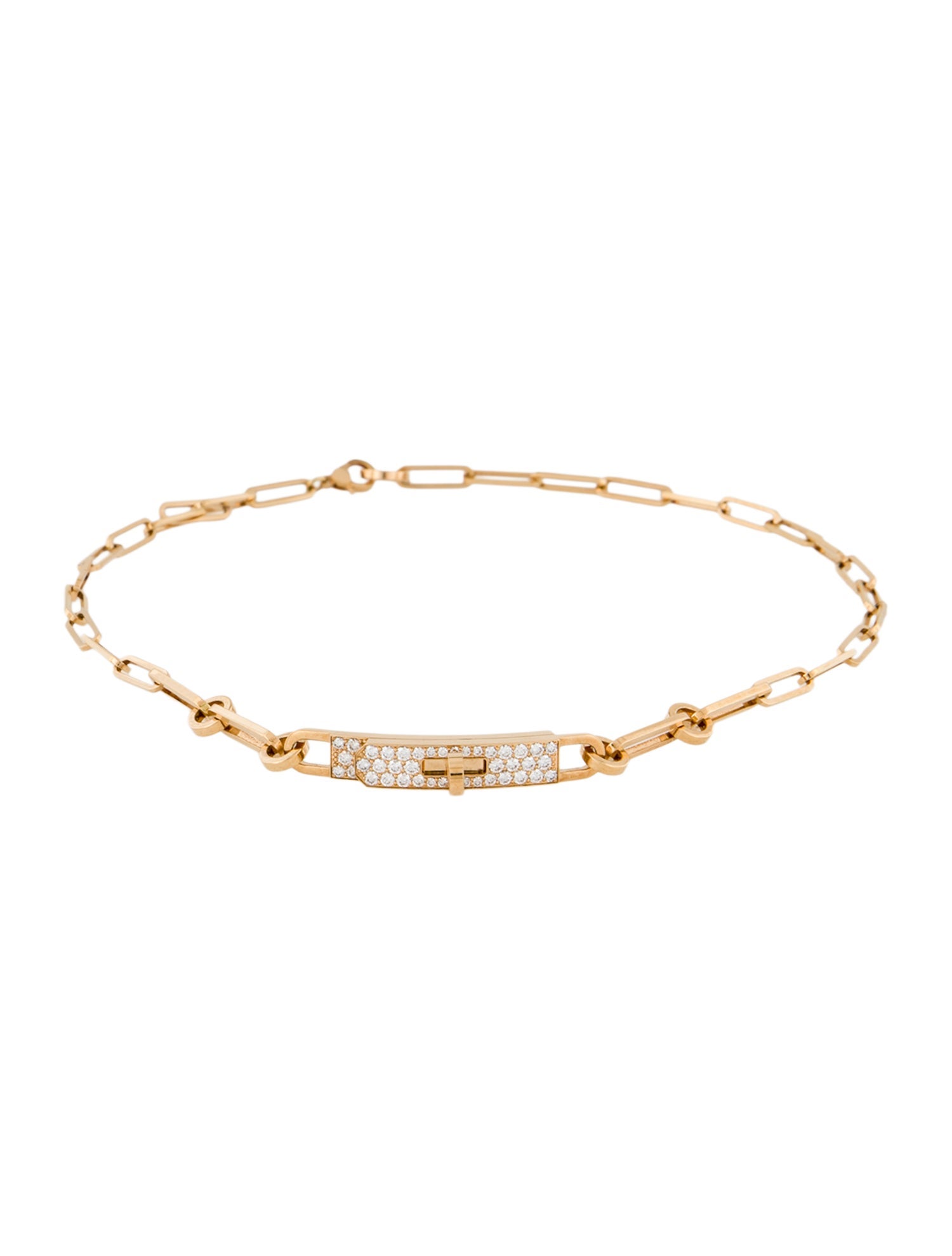 Hermès 18K Diamond Kelly Chaine Double Bracelet, Small Model, Convertible Choker
