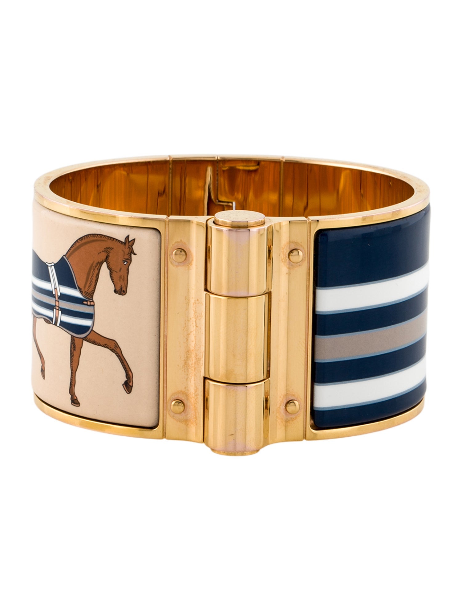 Hermès Extra Wide Hinge Enamel Bangle Bracelet
