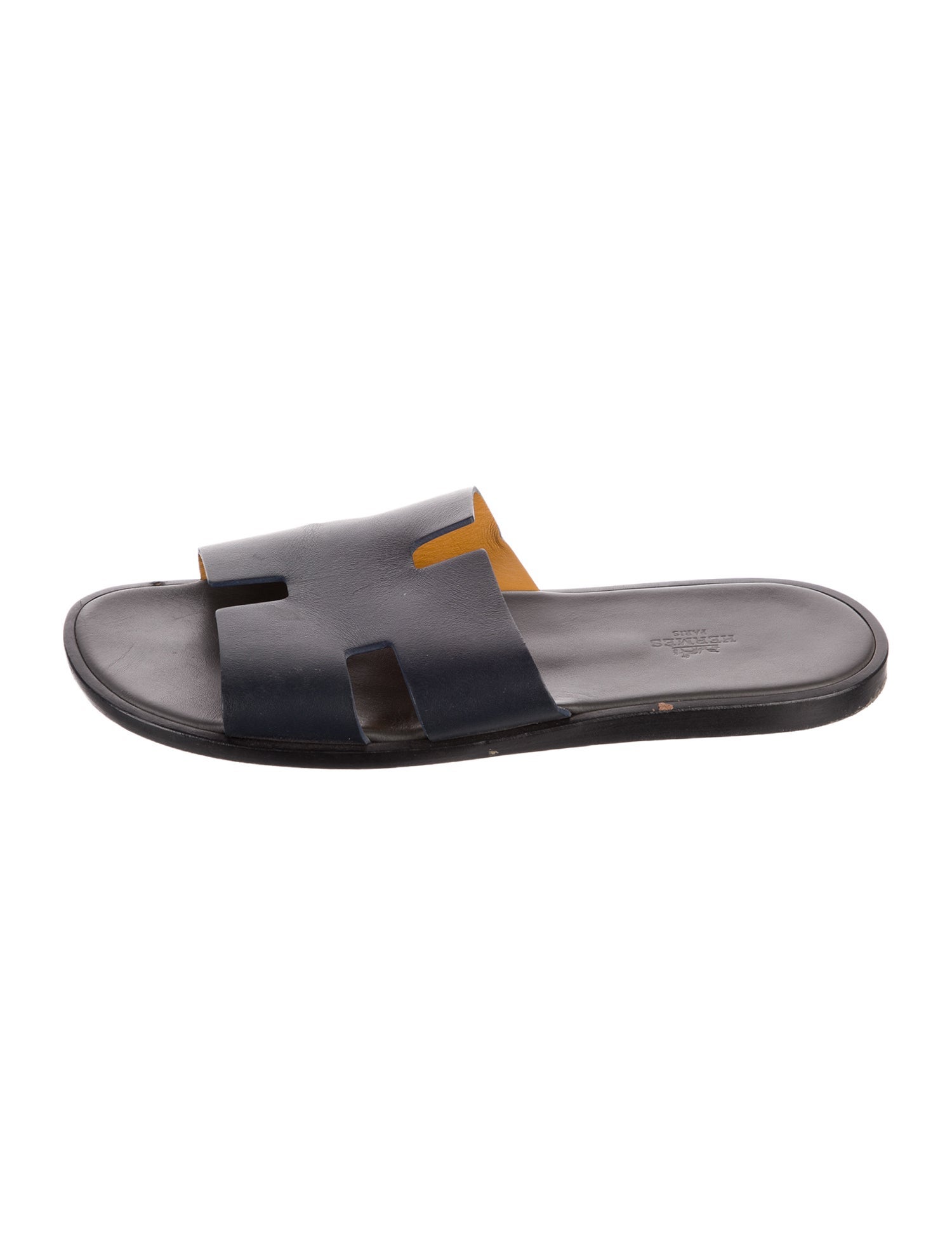 Hermès H Logo Leather Slides