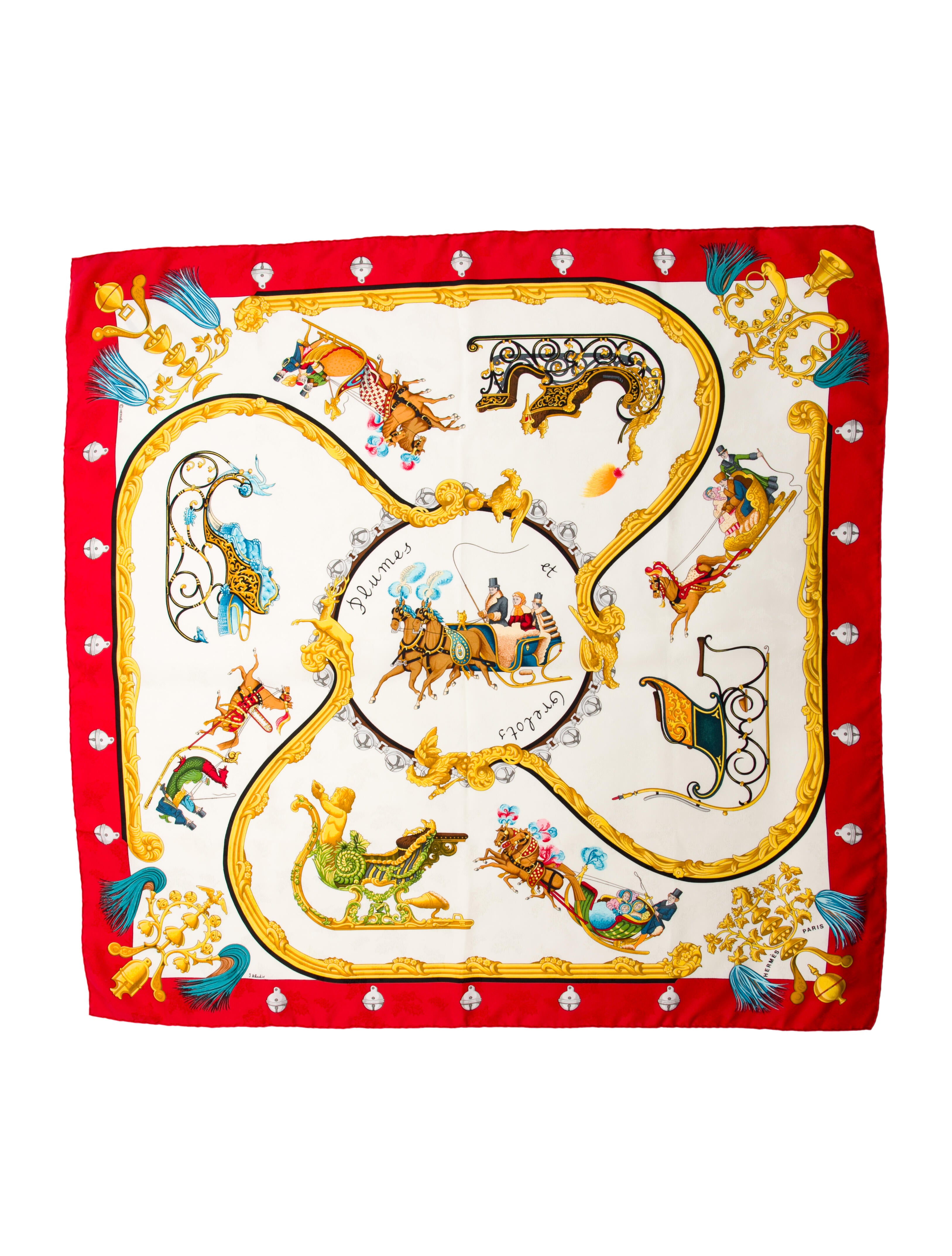 Hermès Plumes Et Grelots Jacquard Silk Scarf