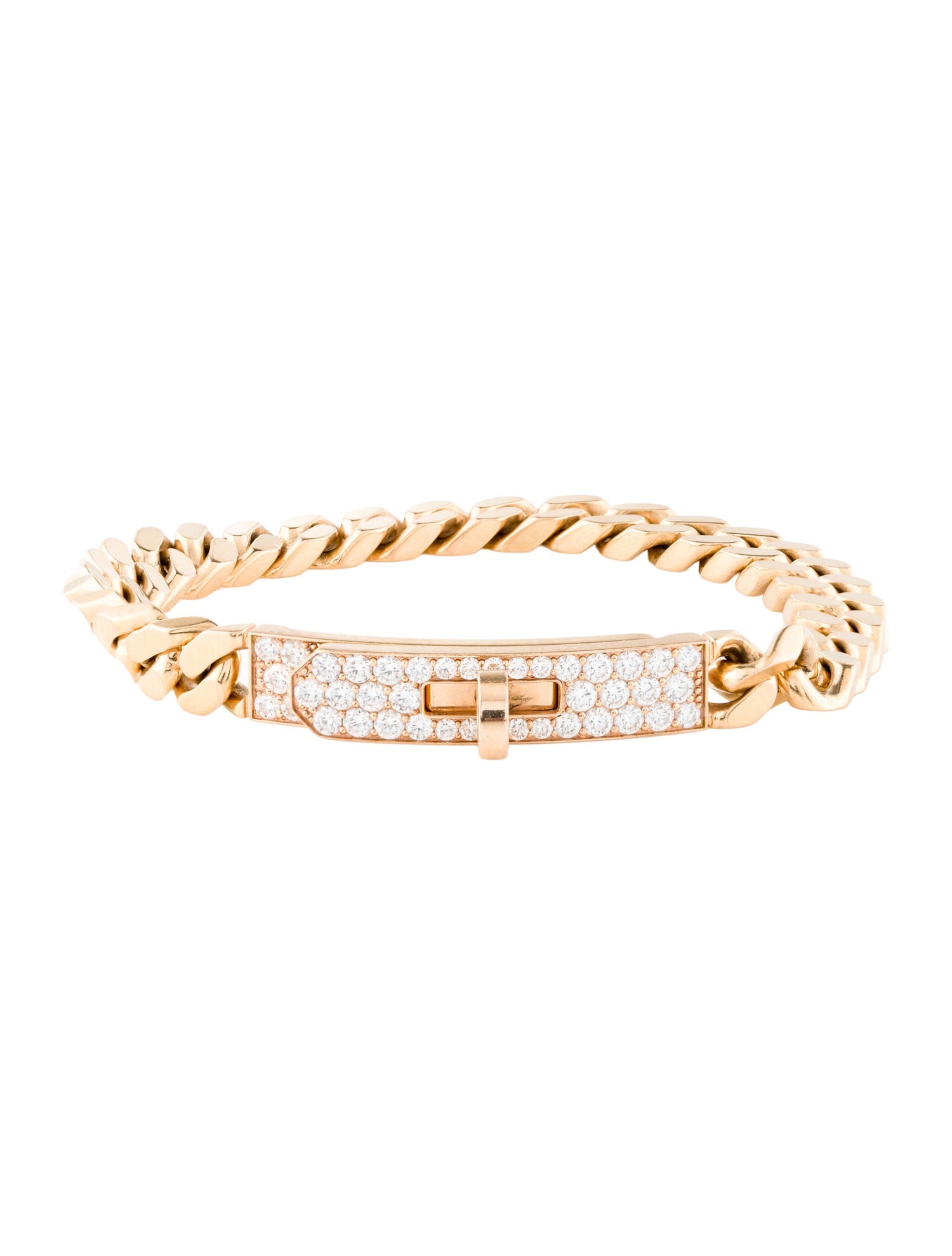 Hermès 18K Diamond Very Small Kelly Gourmette Bracelet
