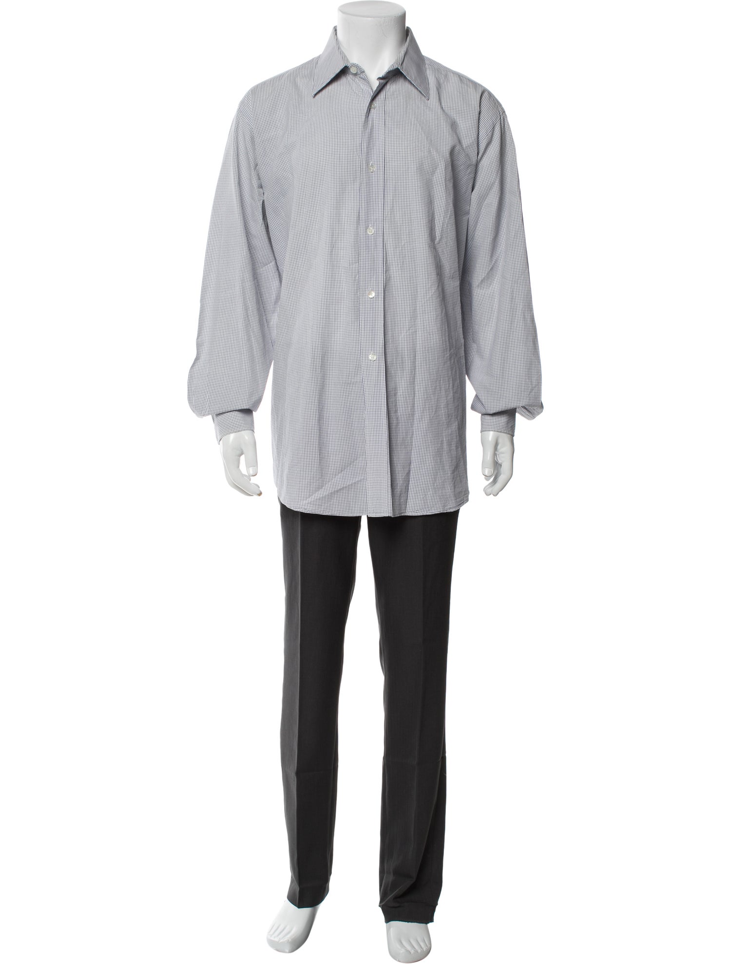 Hermès Plaid Print Long Sleeve Dress Shirt