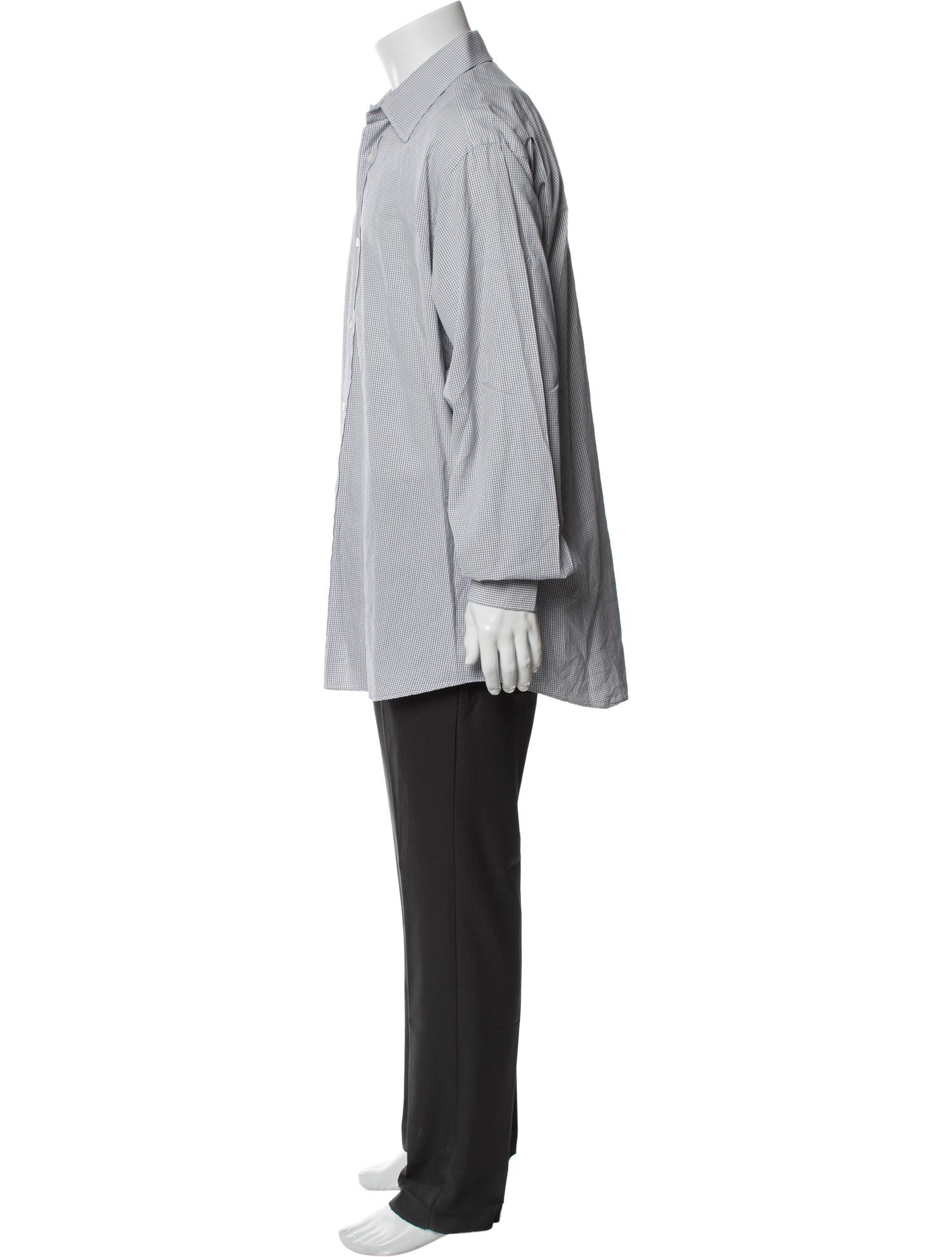 Hermès Plaid Print Long Sleeve Dress Shirt