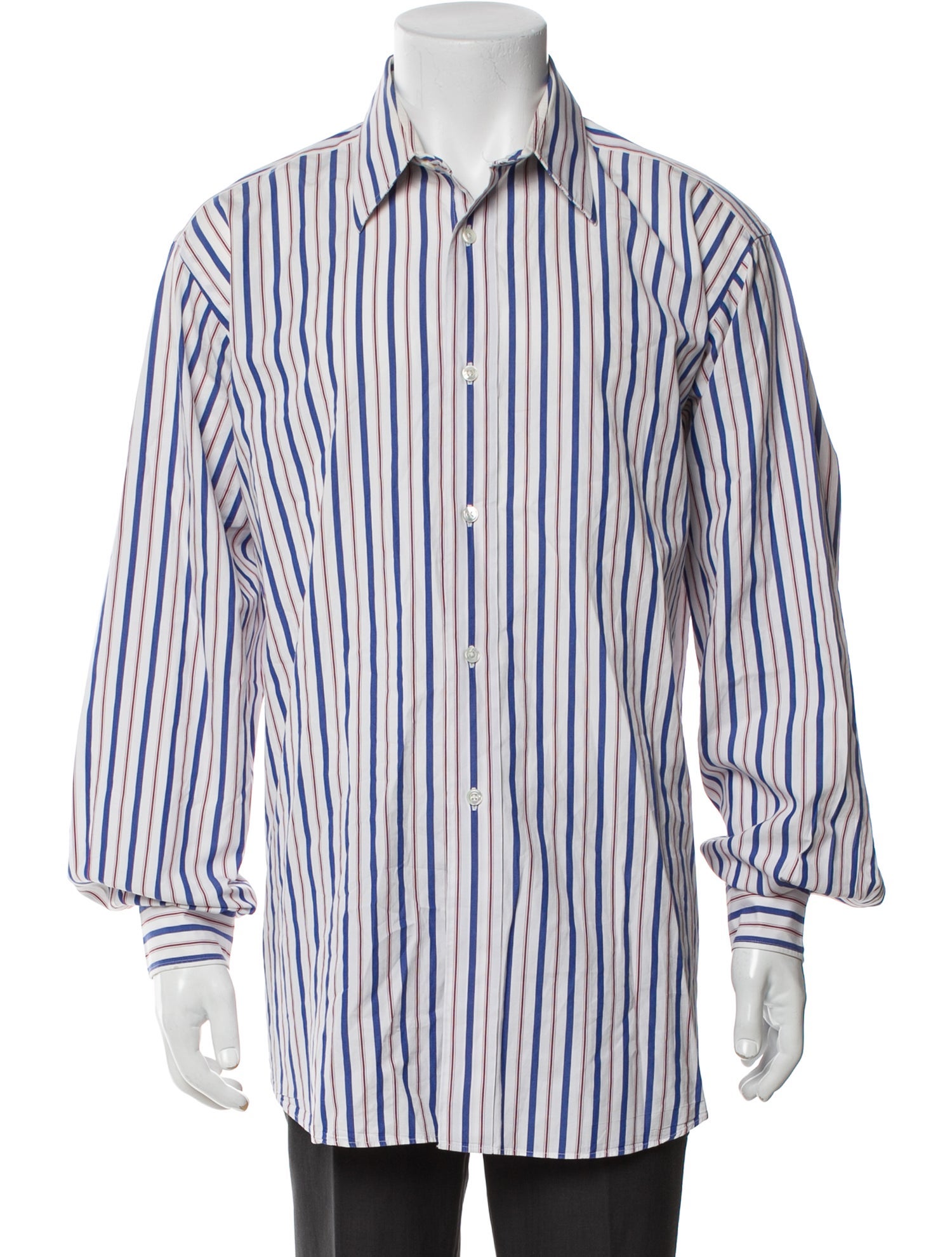 Hermès Striped Long Sleeve Dress Shirt