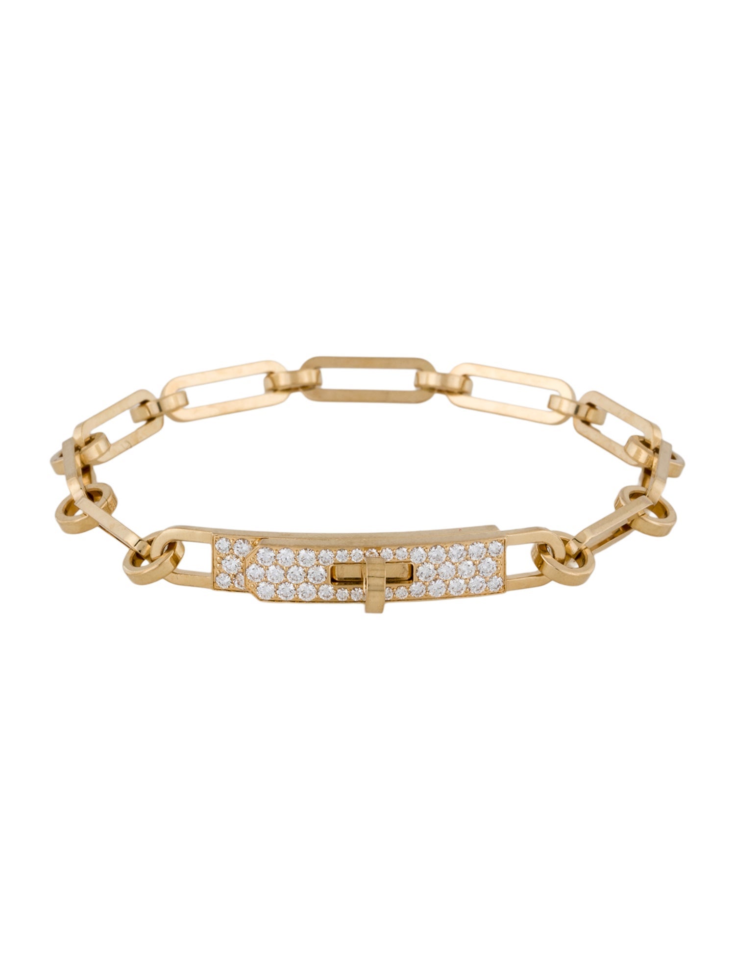 Hermès 18K Diamond Small Kelly Chaine Bracelet