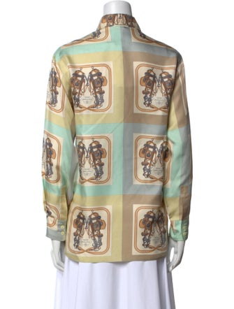 Hermès Silk Printed Button-Up Top
