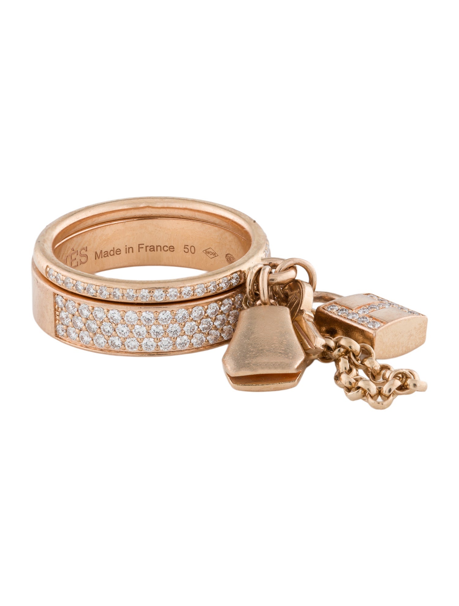 Hermès 18K Diamond Kelly Cadenas Double Ring