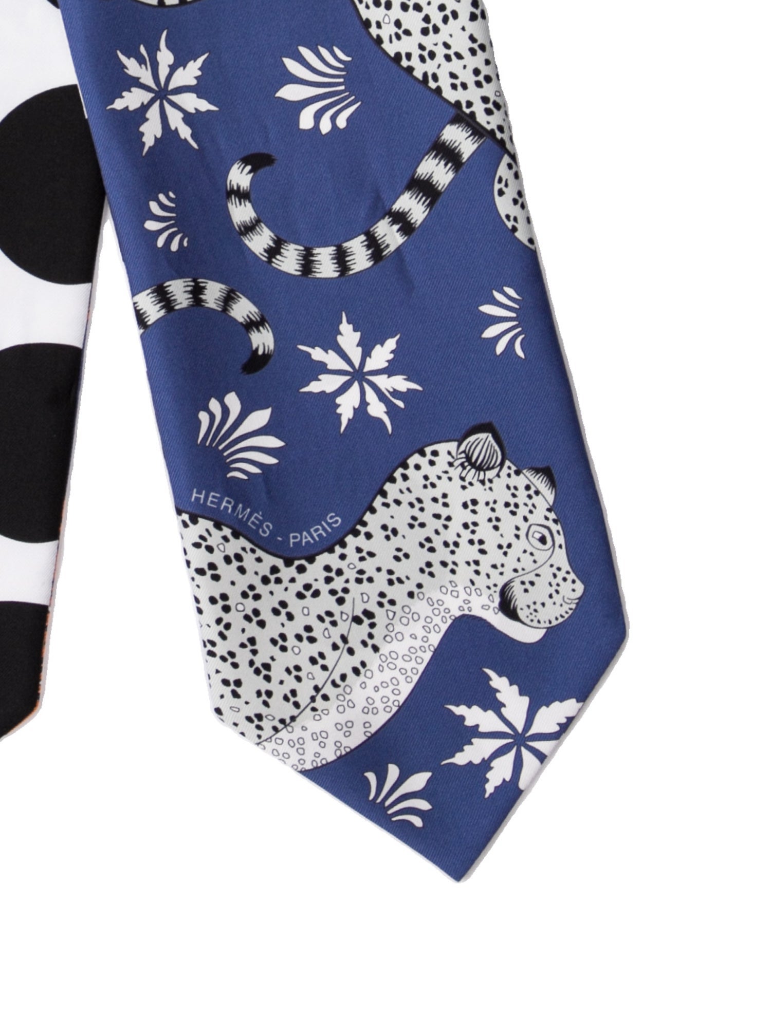 Hermès Les Leopards Twill Up Silk Twilly Scarf