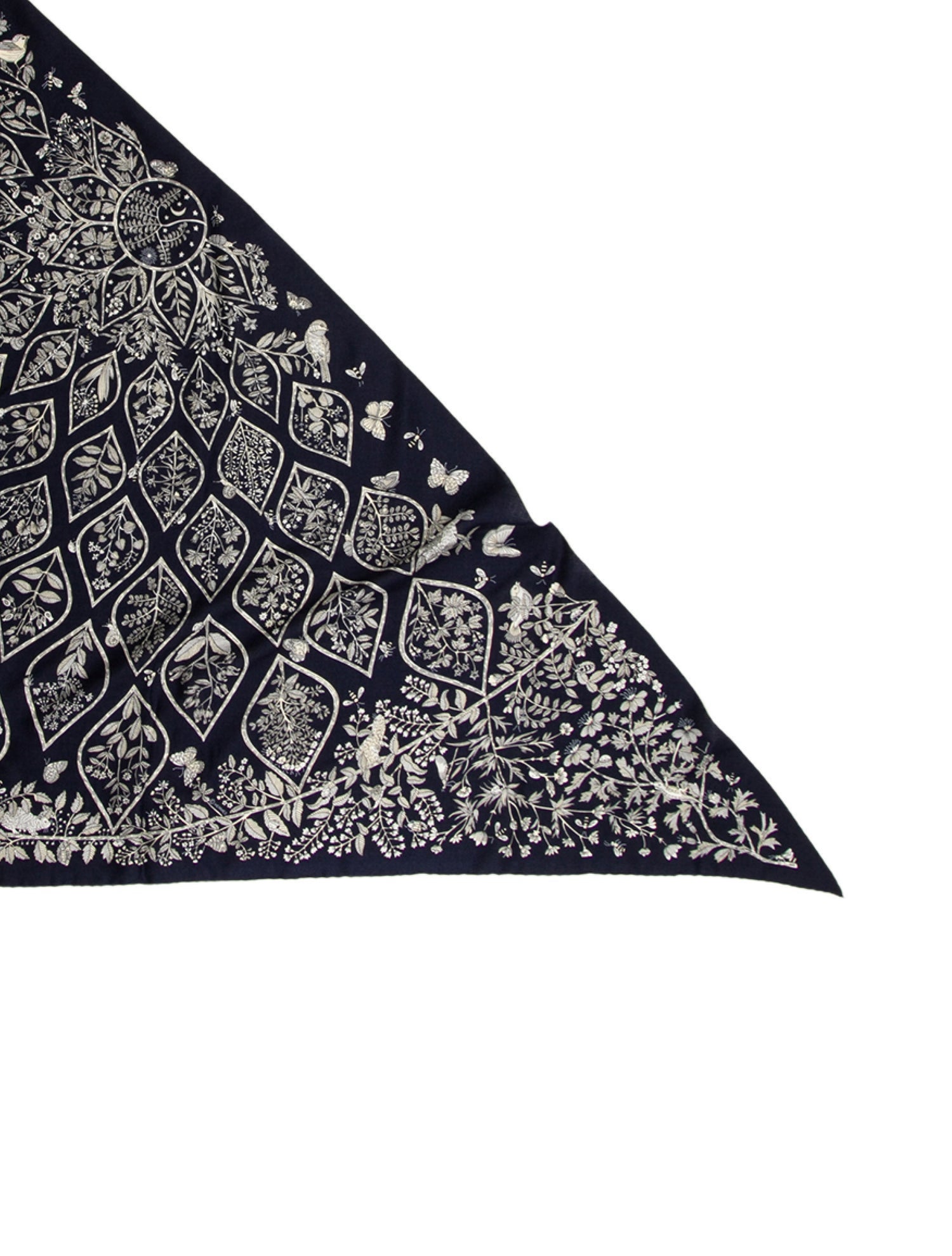 Hermès Plantes Officinales Cashmere Triangle Scarf