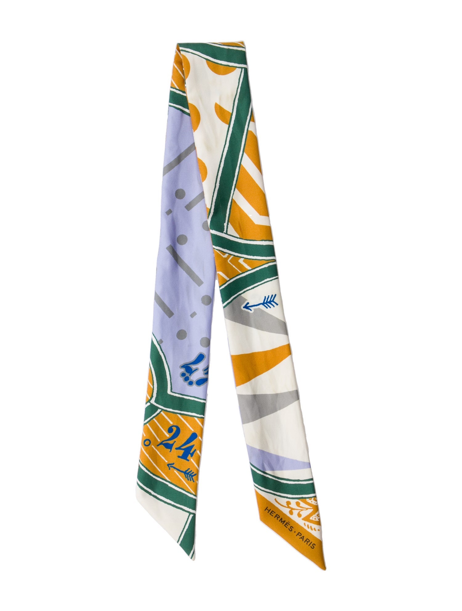 Hermès Jeu de Soie Uniforme Silk Twilly Scarf