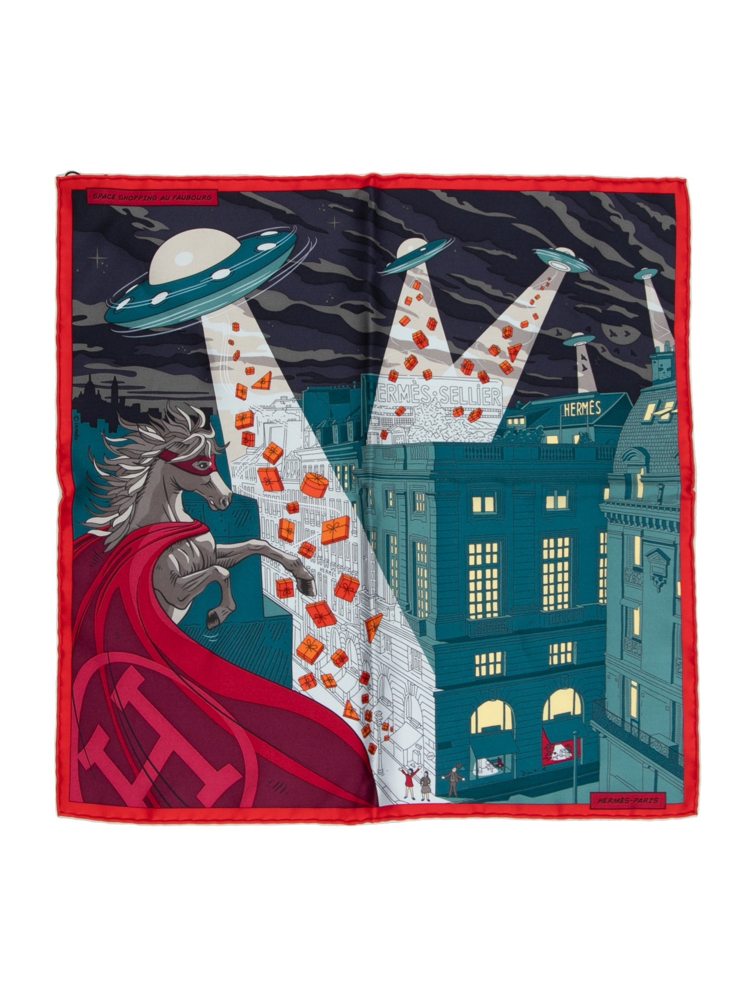 Hermès Space Shopping au Faubourg Silk Scarf