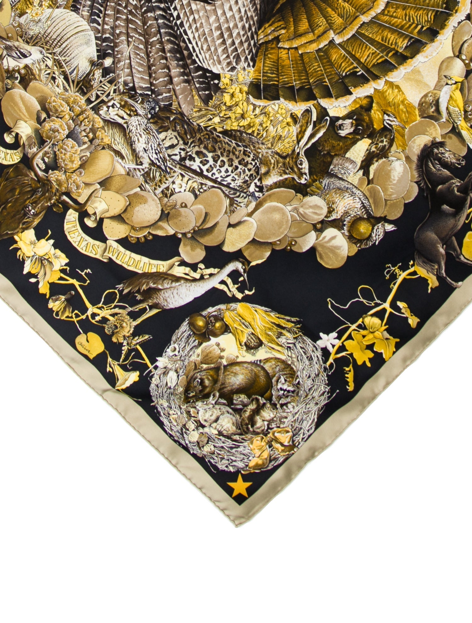 Hermès Faune Et Flore du Texas Wildlife Silk Scarf