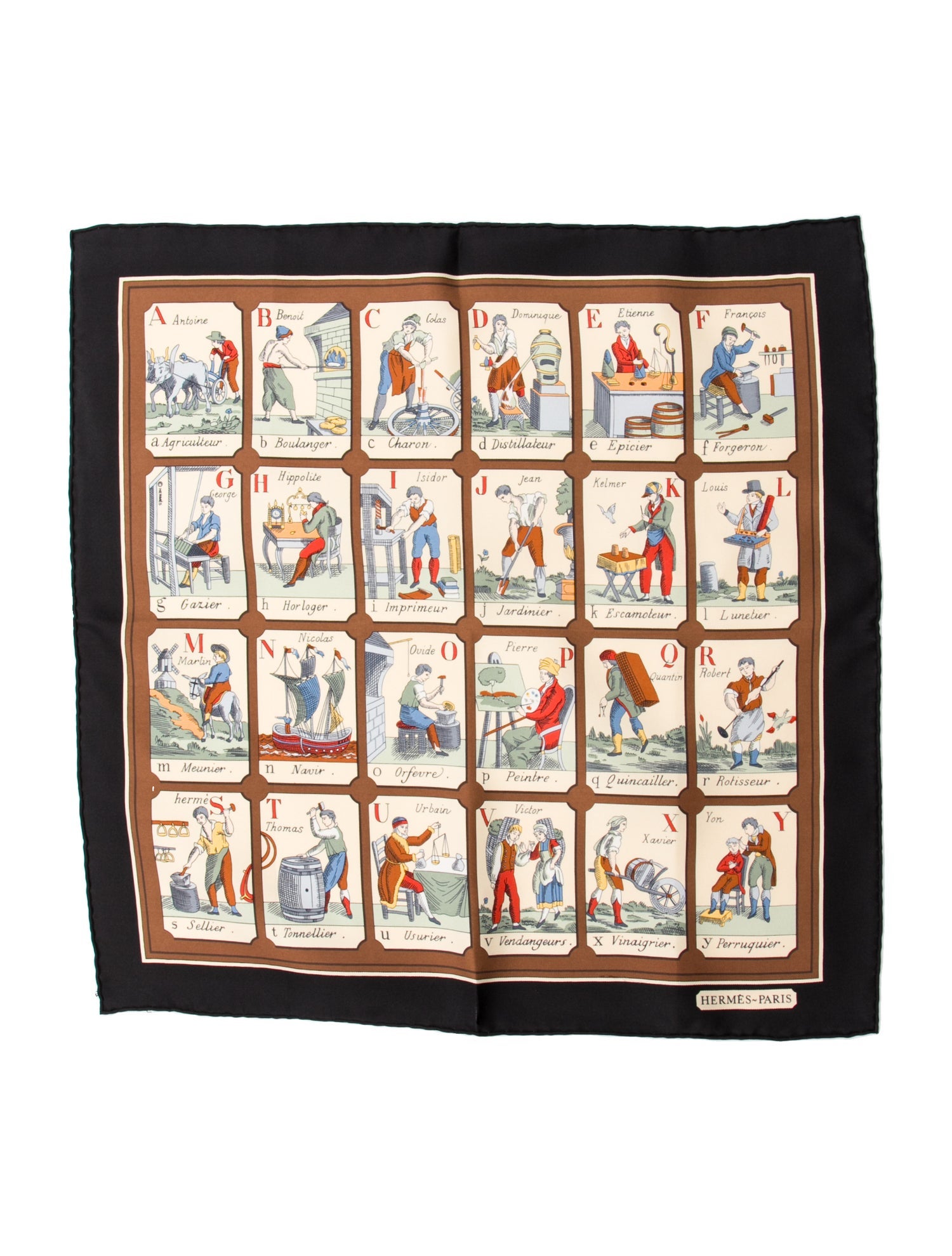 Hermès L'alphabet des Métiers Silk Scarf