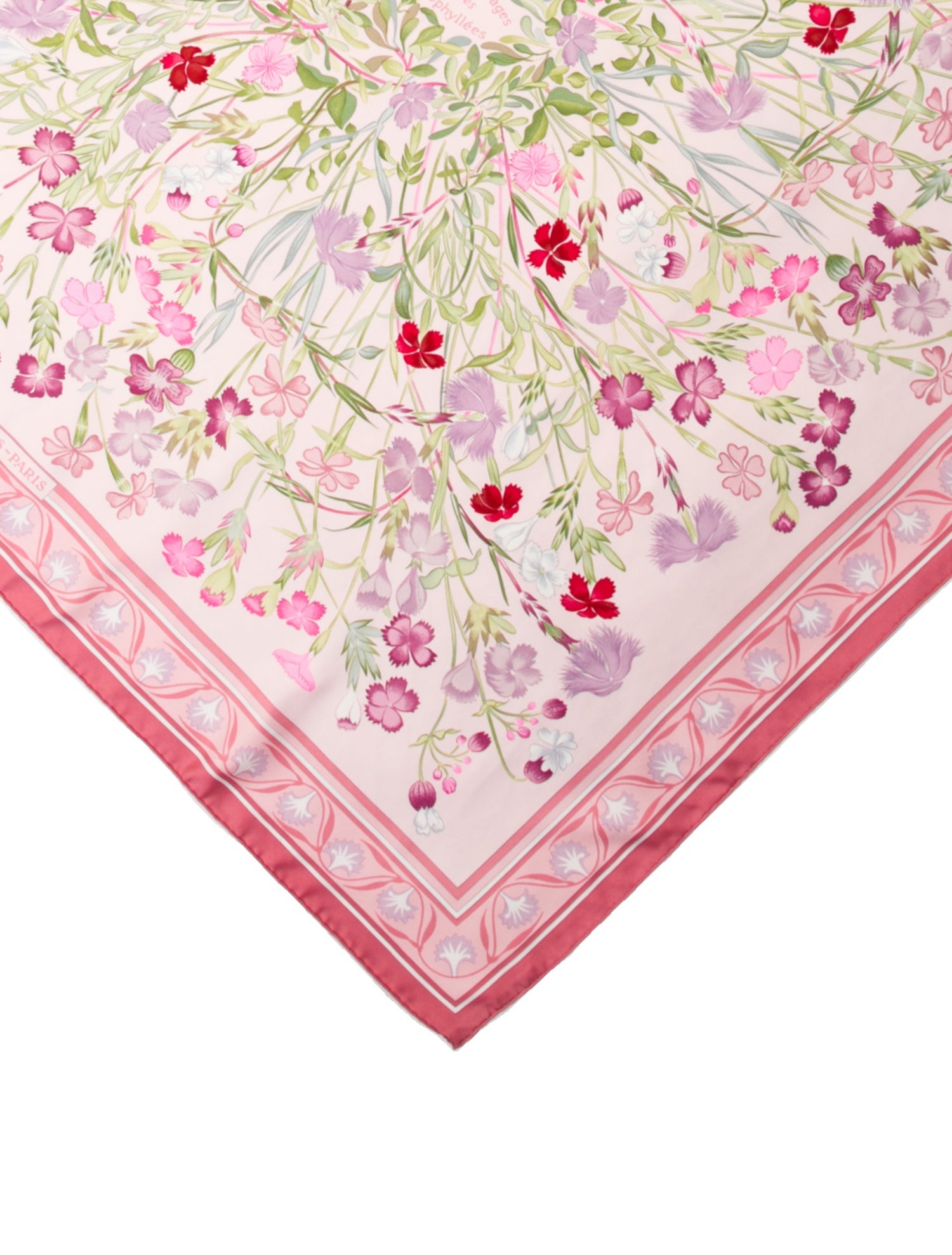 Hermès Œillets Sauvages et Autres Caryophyllées Silk Scarf