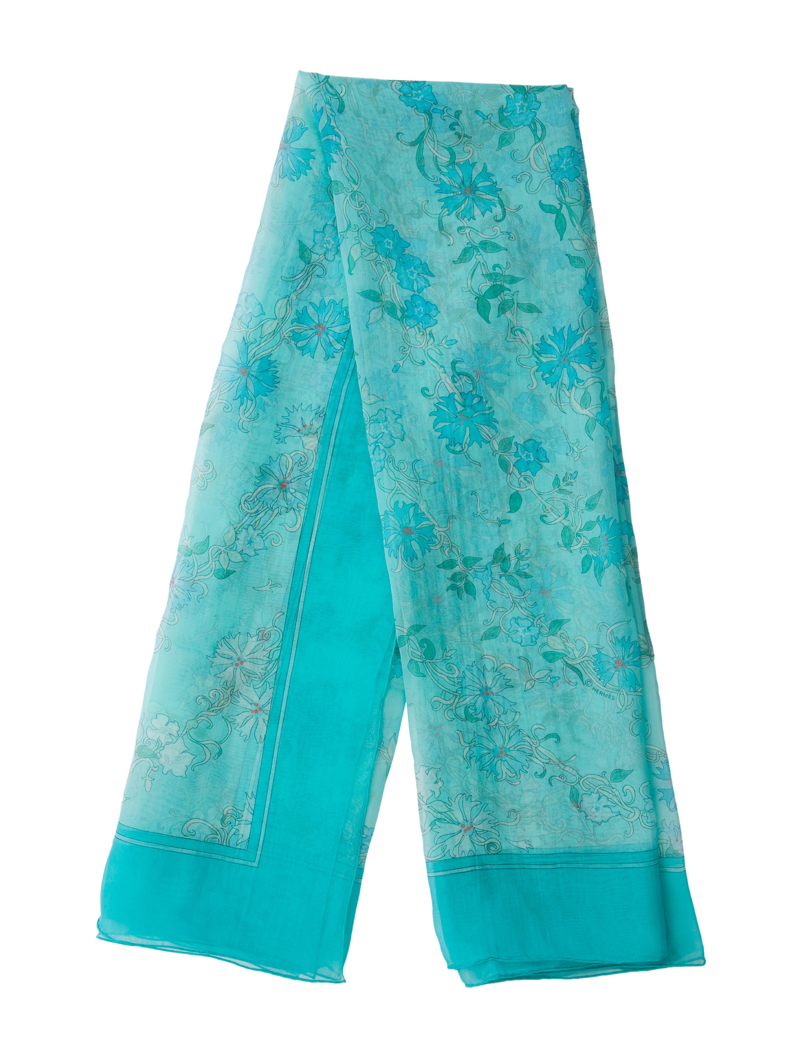 Hermès Fleurs Des Près Mousseline Silk Shawl w/ Tags