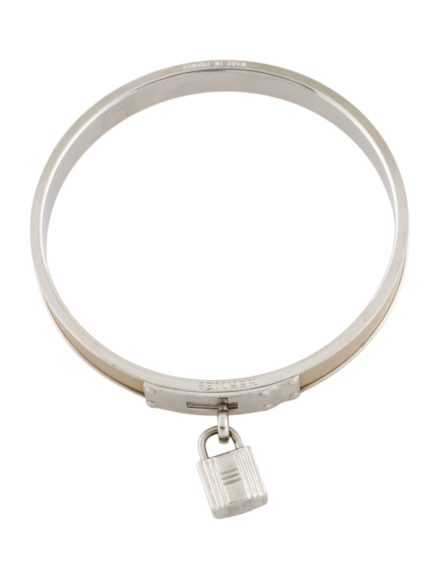 Hermès Leather Kelly Cadena H Lock Charm Bangle Bracelet