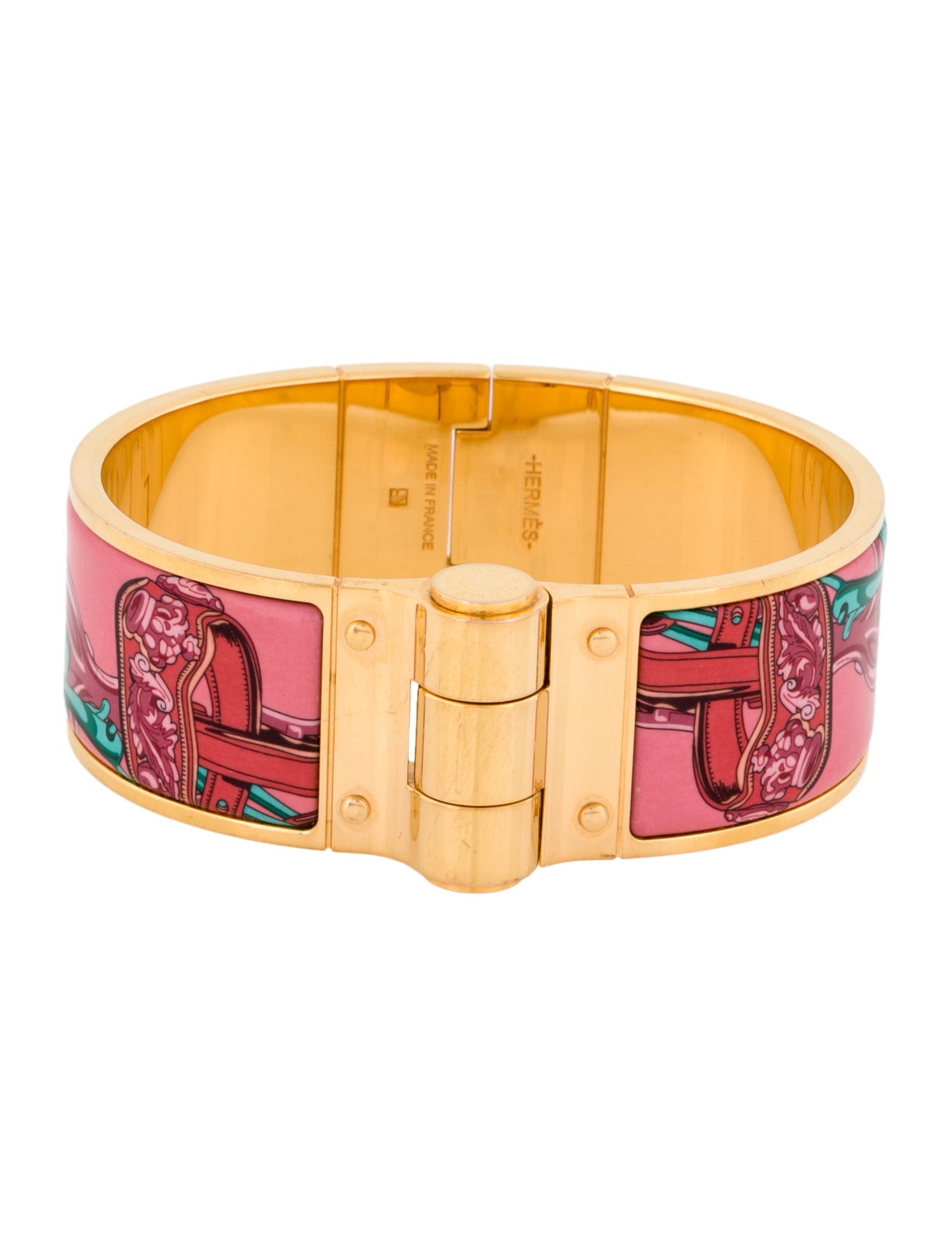 Hermès Wide Hinged Enamel Bangle Bracelet