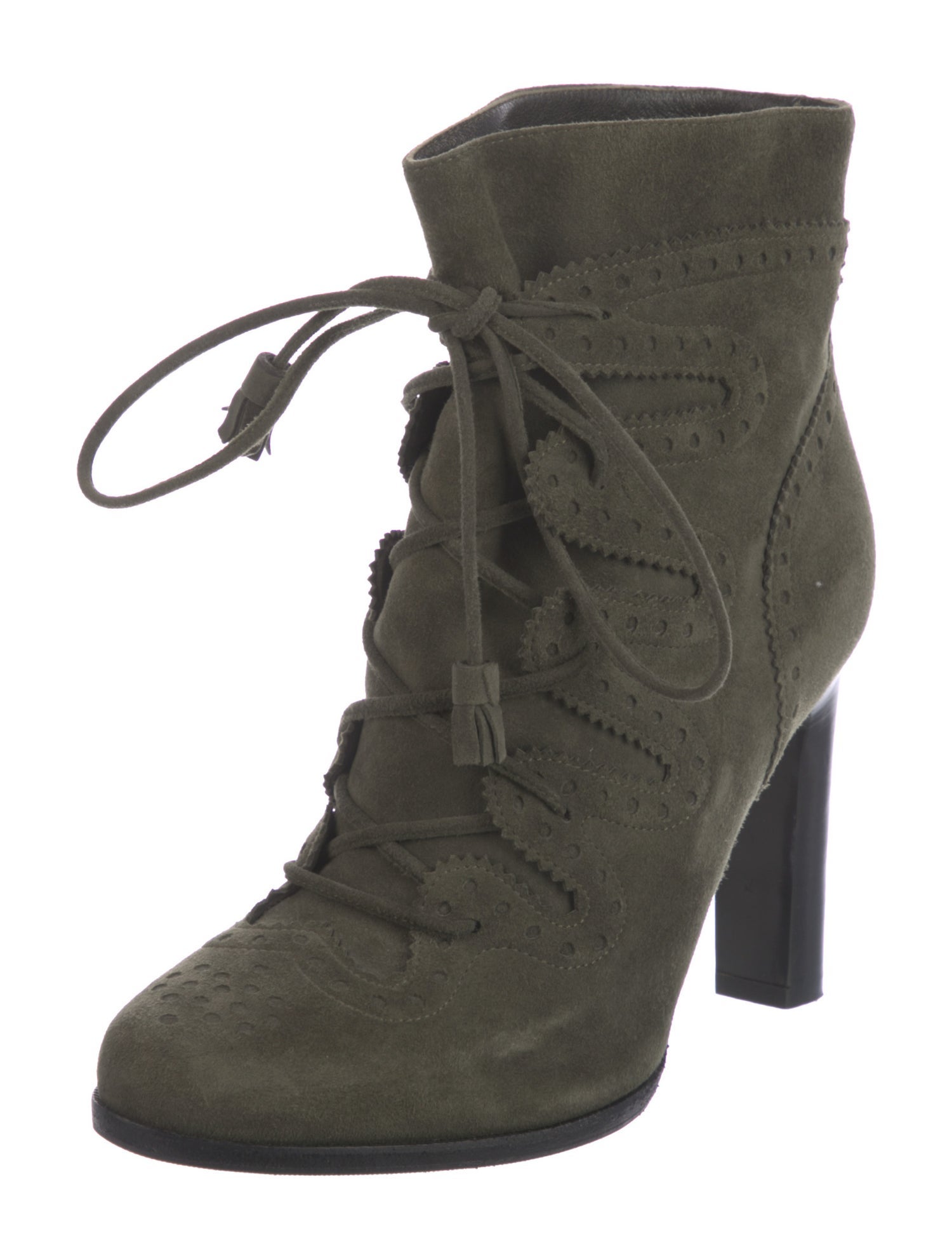 Hermès Suede Eyelet Trim Lace-Up Boots