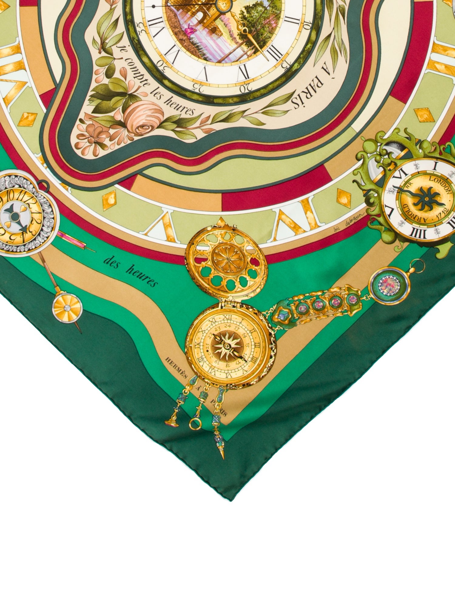 Hermès Parmi les Fleurs, Je Compte les Heures Silk Scarf