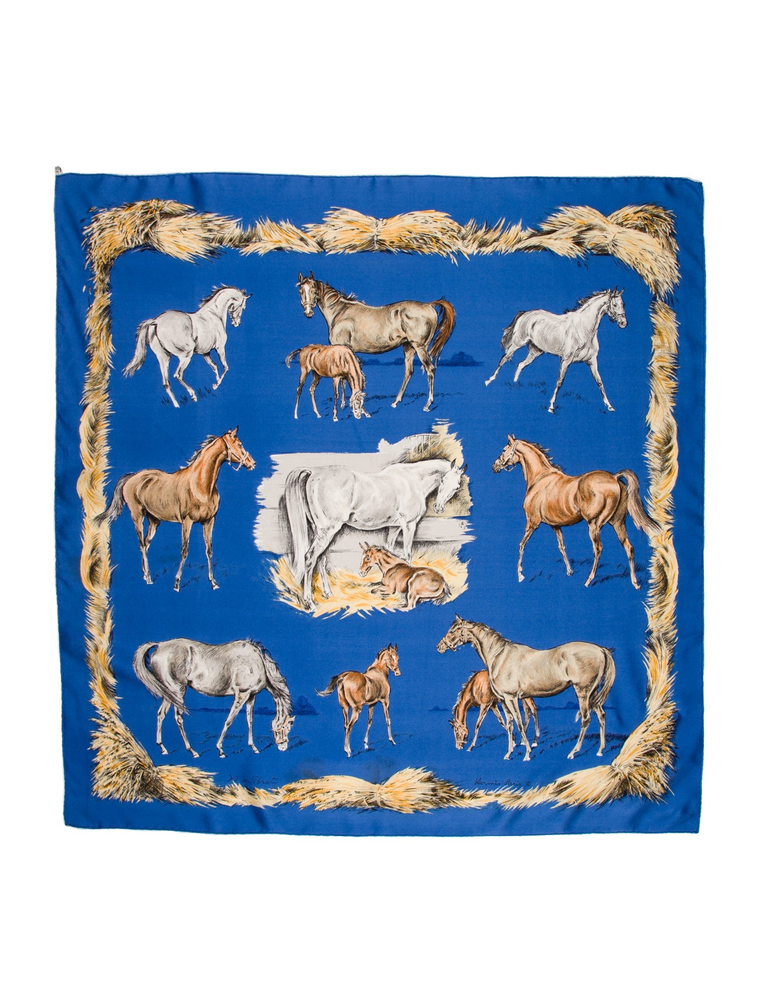 Hermès Les Poulains Silk Scarf