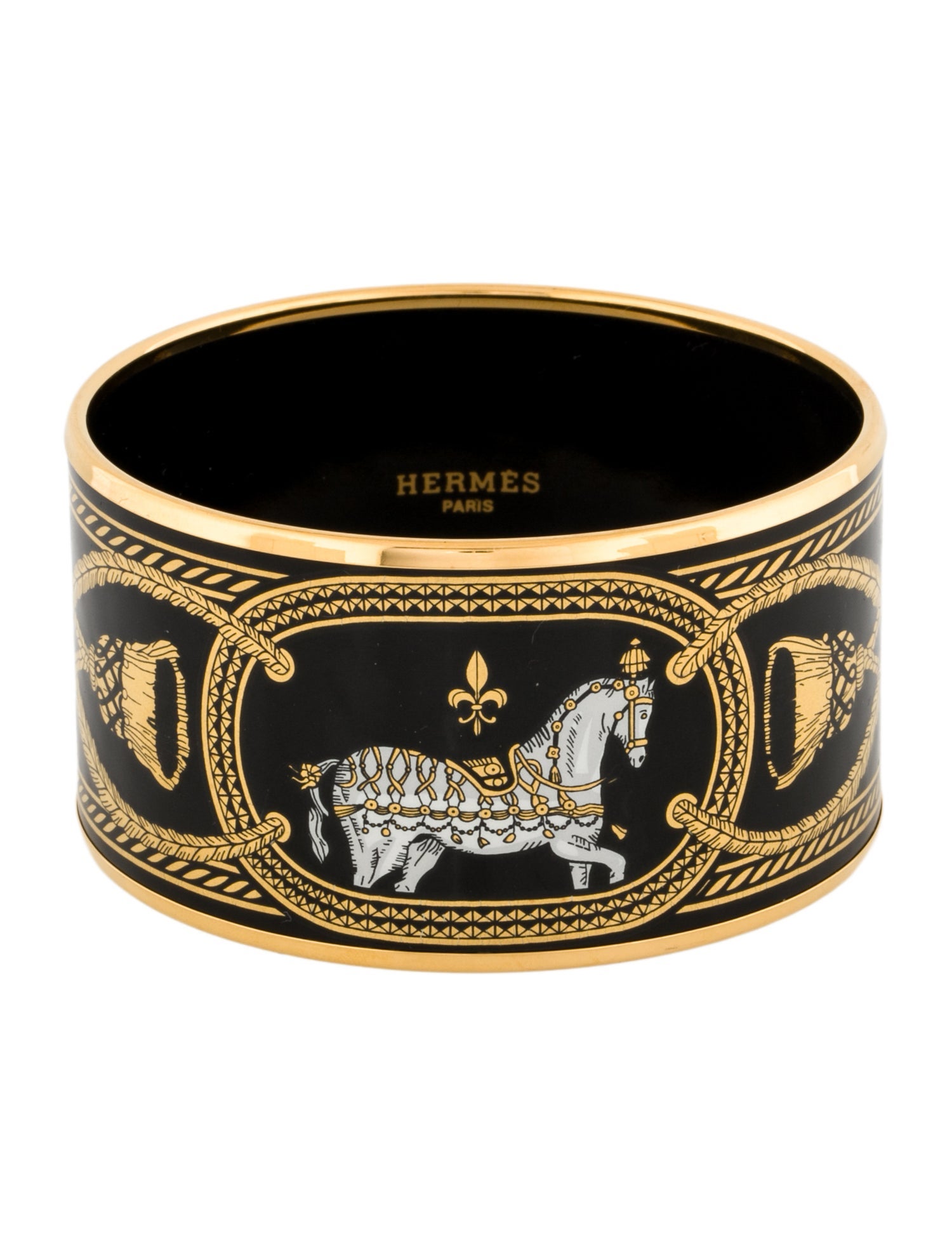 Hermès Extra Wide Enamel Bangle Bracelet