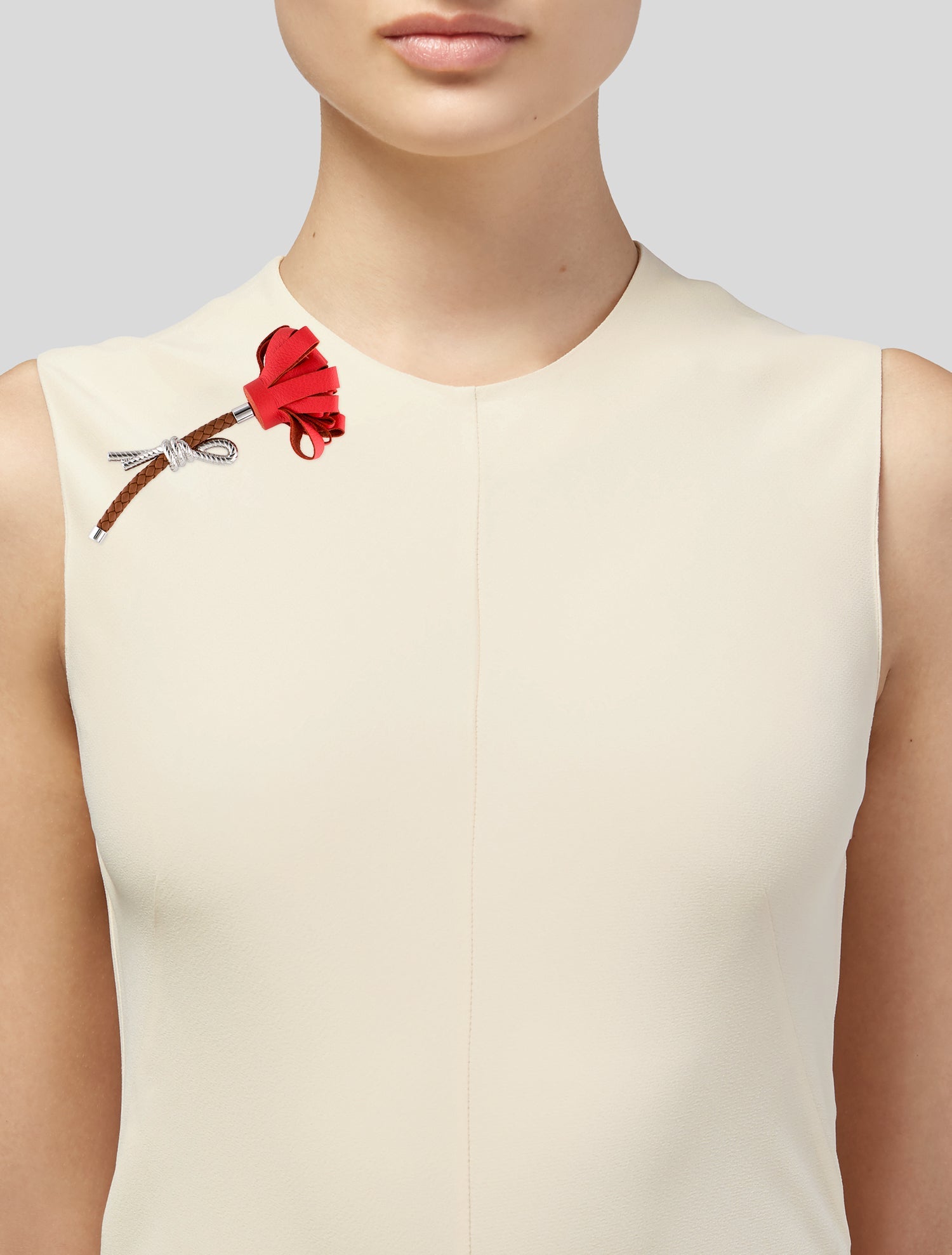 Hermès Leather Floral Brooch