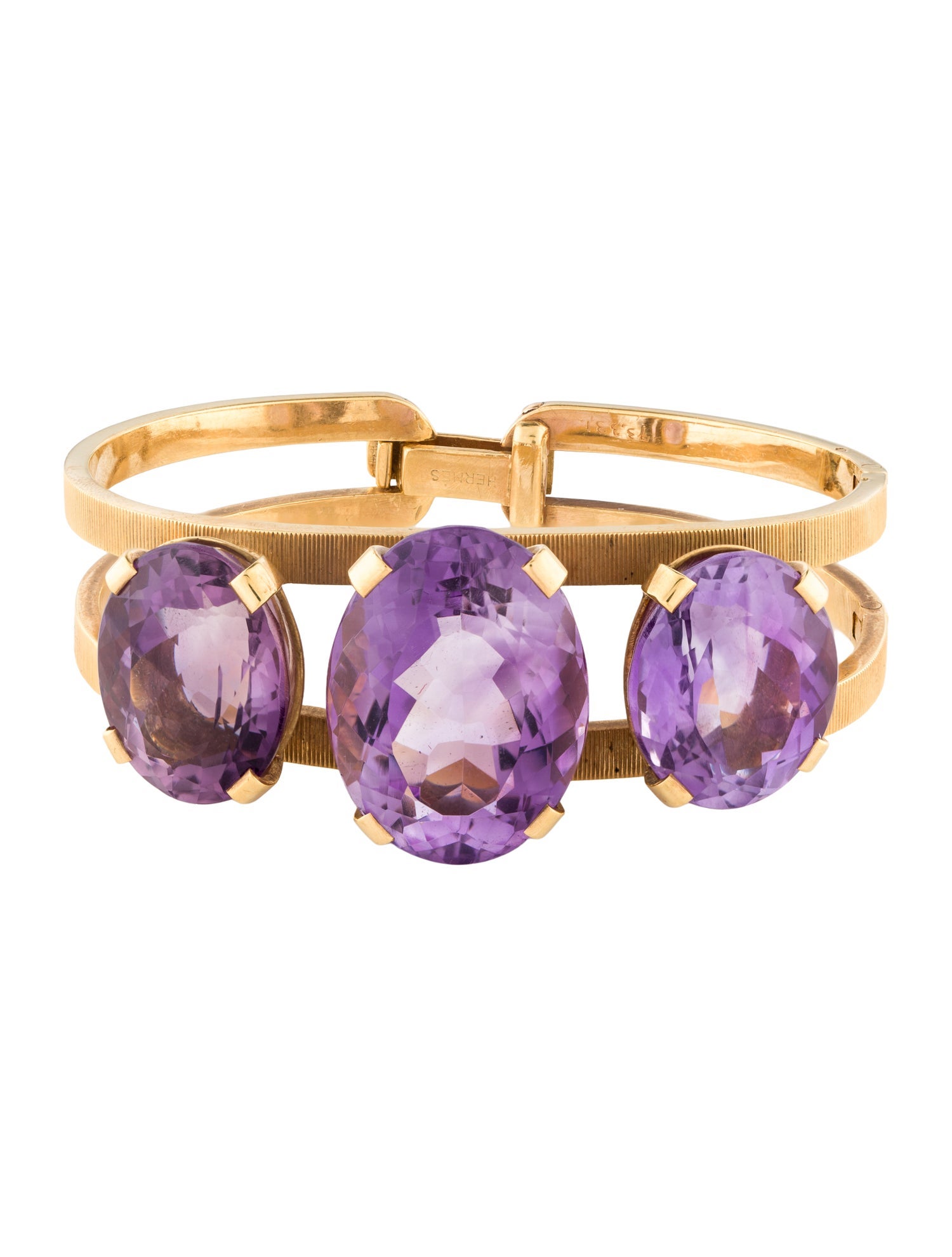 Hermès Vintage 18K 61.67ctw Amethyst Cuff Bracelet