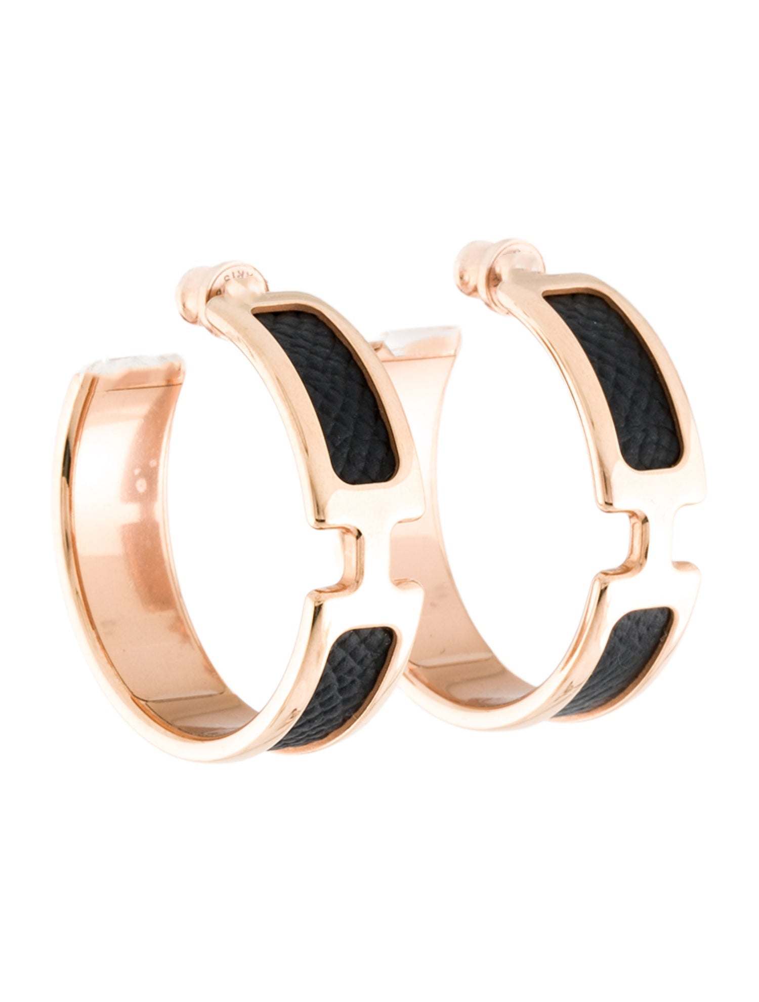 Hermès Leather Olympe Hoop Earrings