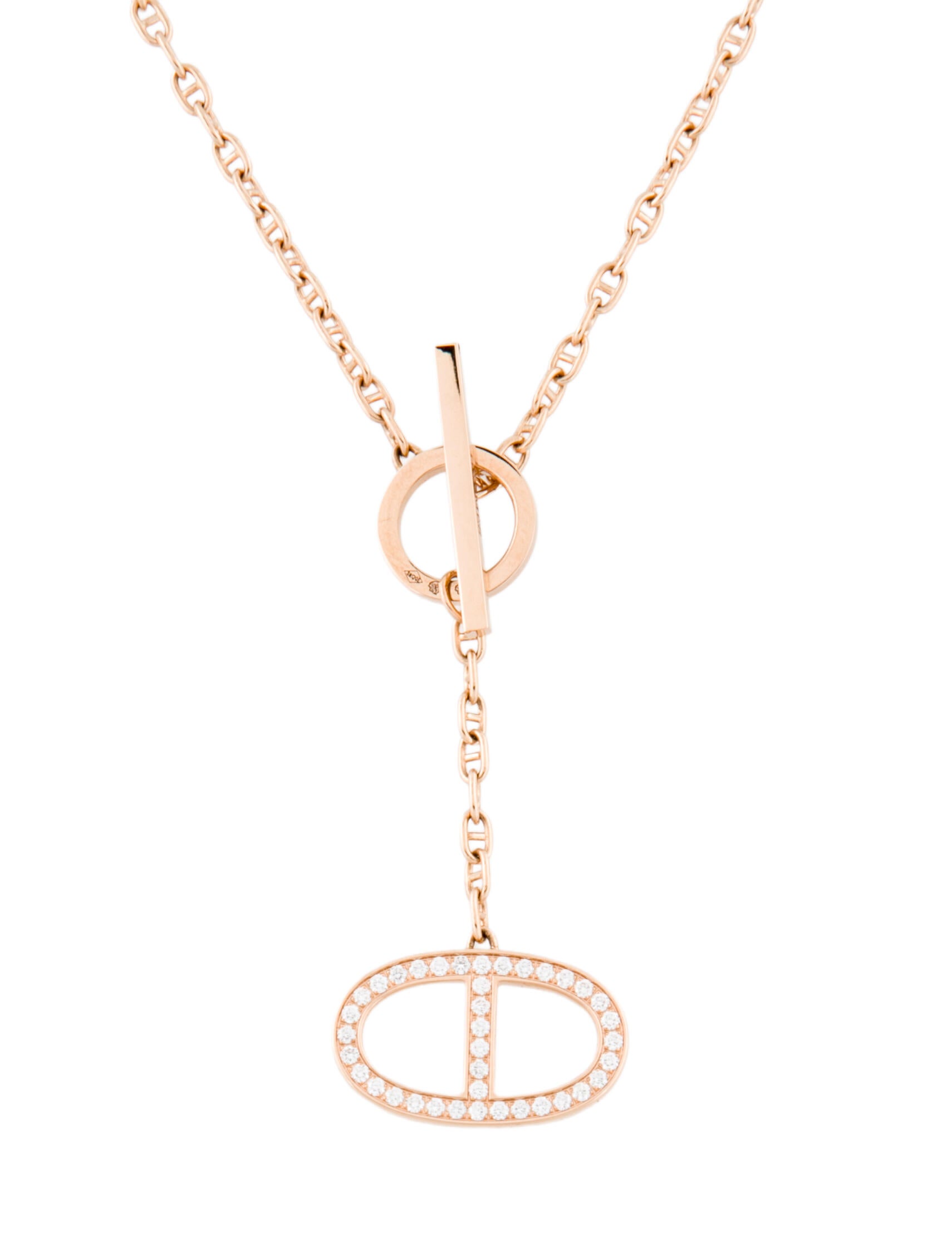 Hermès 18K Diamond Chaine d'Ancre Contour Pendant Necklace