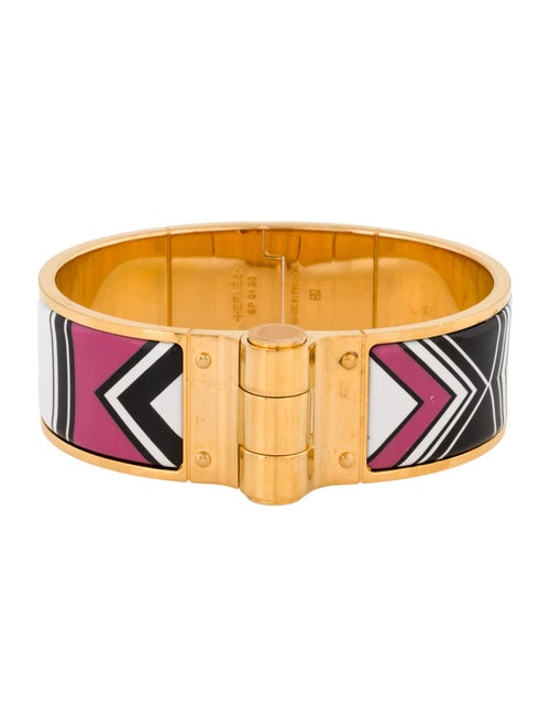 Hermès Wide Enamel Hinged Bangle Bracelet