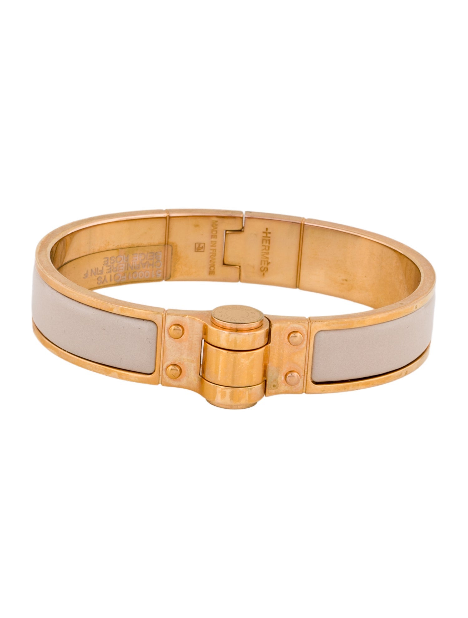 Hermès Narrow Enamel Hinged Bangle Bracelet