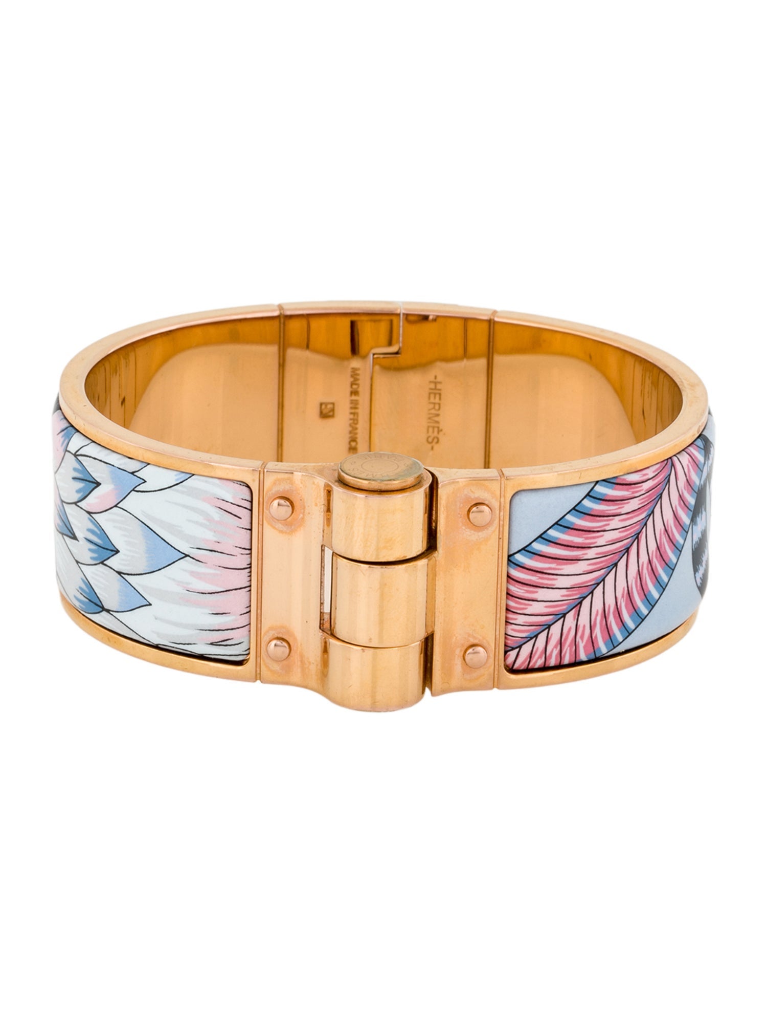 Hermès Wide Enamel Hinged Bangle Bracelet