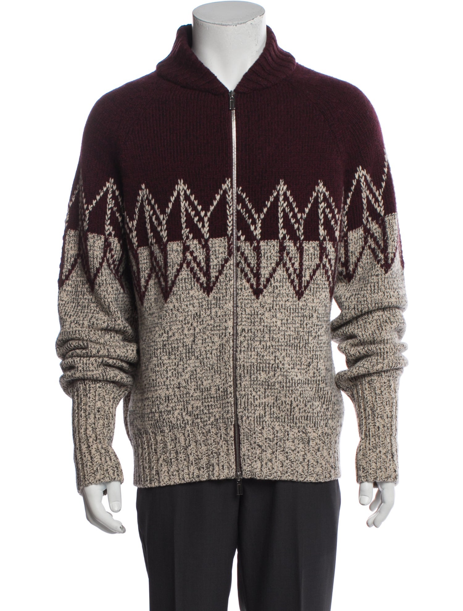 Hermès Virgin Wool Colorblock Pattern Bomber Jacket