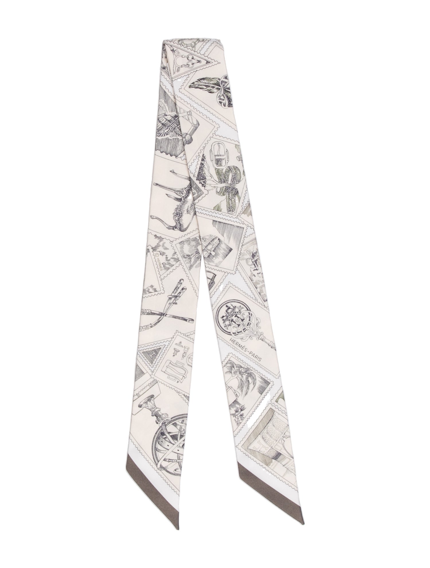 Hermès Le Philateliste du Faubourg Silk Twilly Scarf w/ Tags