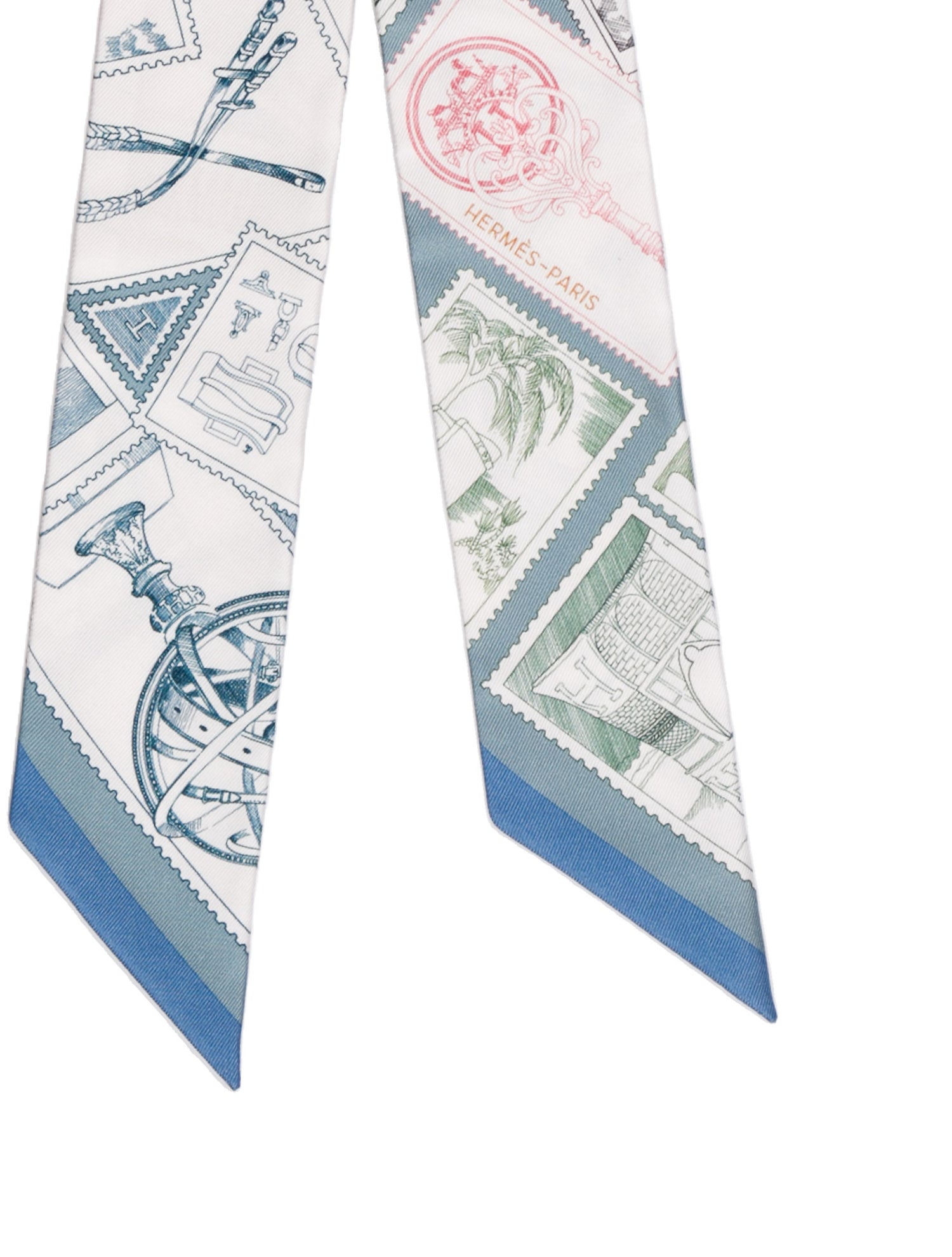 Hermès Le Philateliste du Faubourg Silk Twilly Scarf w/ Tags