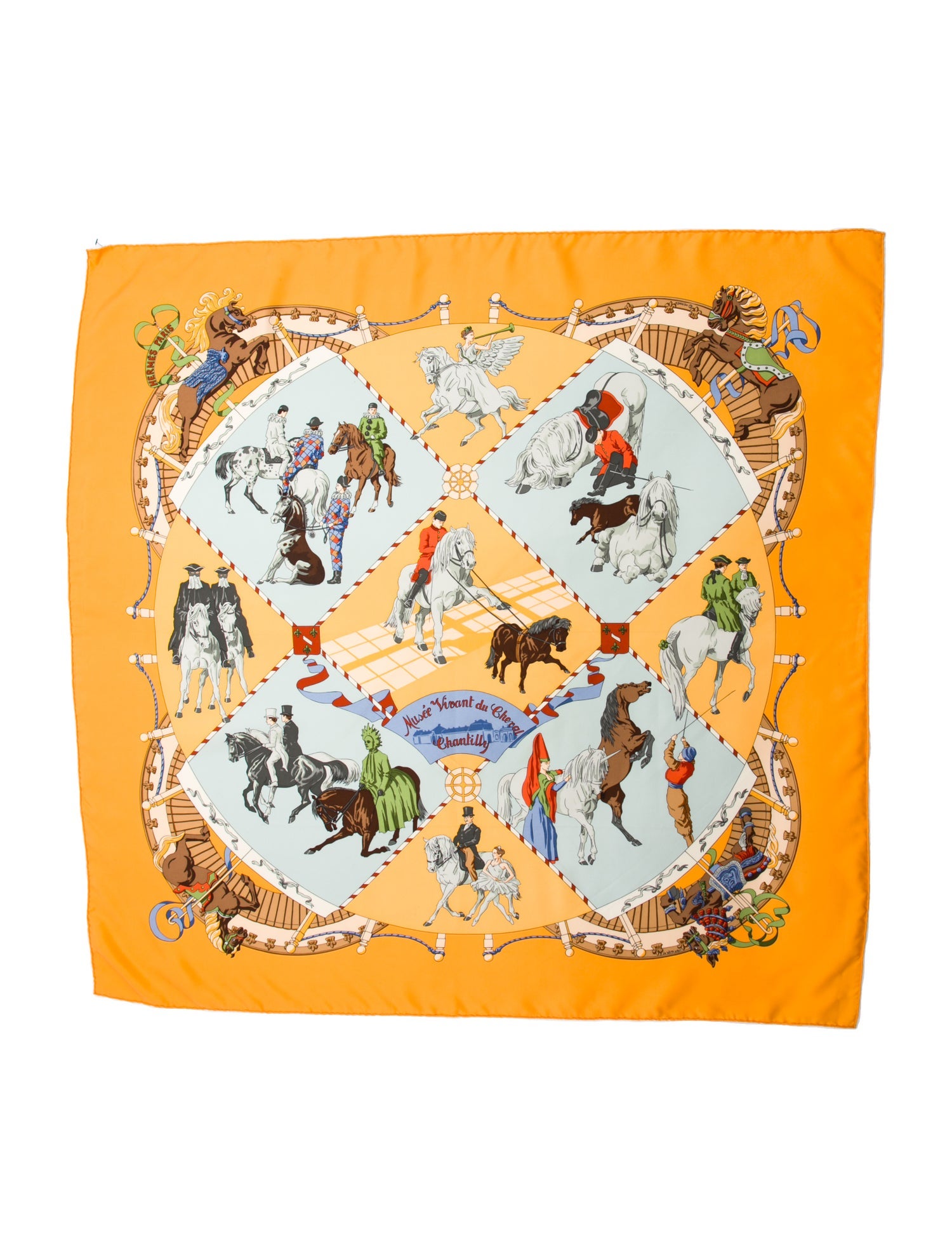 Hermès Musée Vivant du Cheval Chantilly Silk Scarf