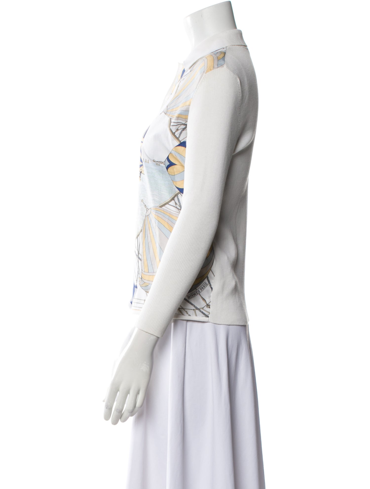 Hermès Printed Long Sleeve Button-Up Top